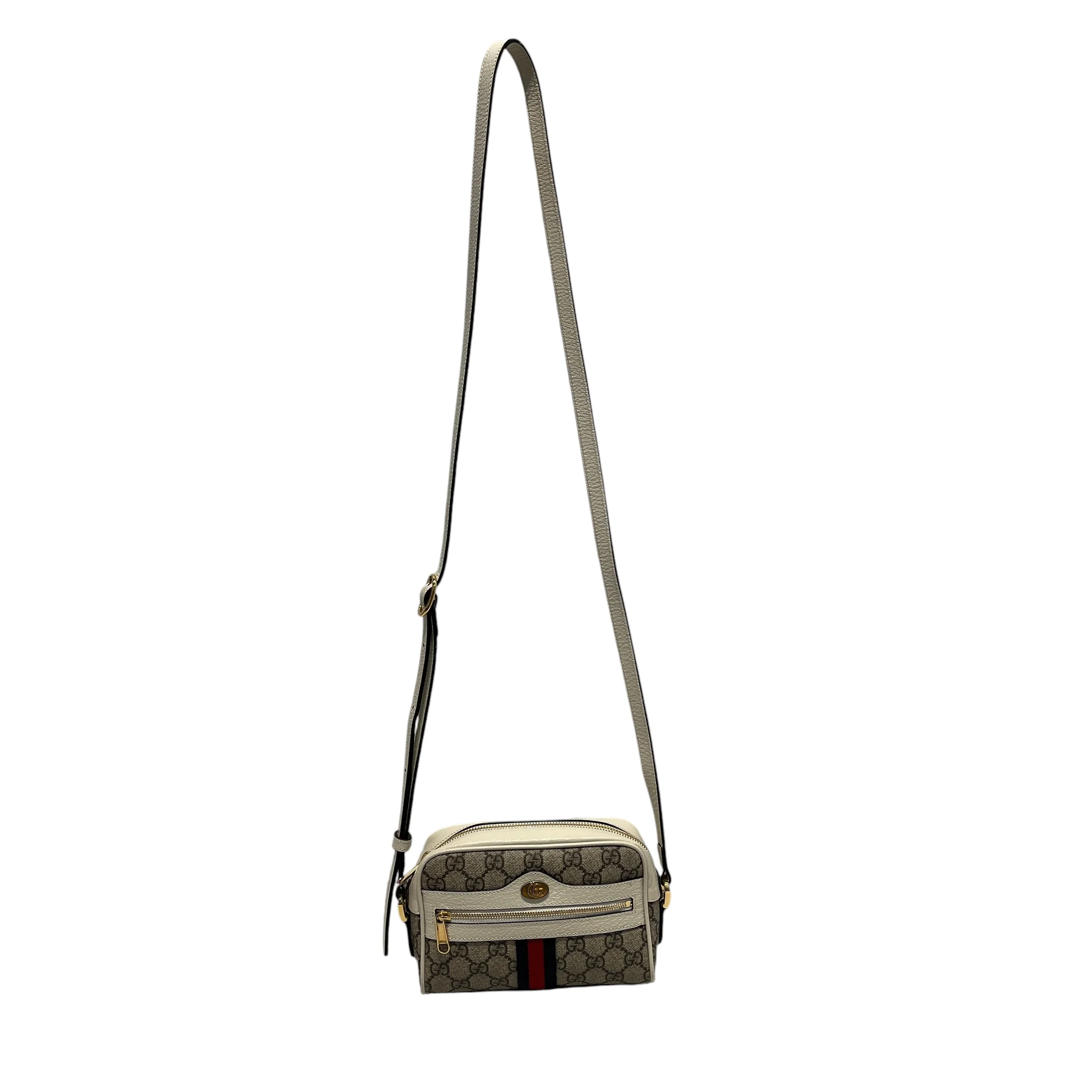 GUCCI/Cross Body Bag/Monogram/Leather/CRM/OPHIDIA MINI