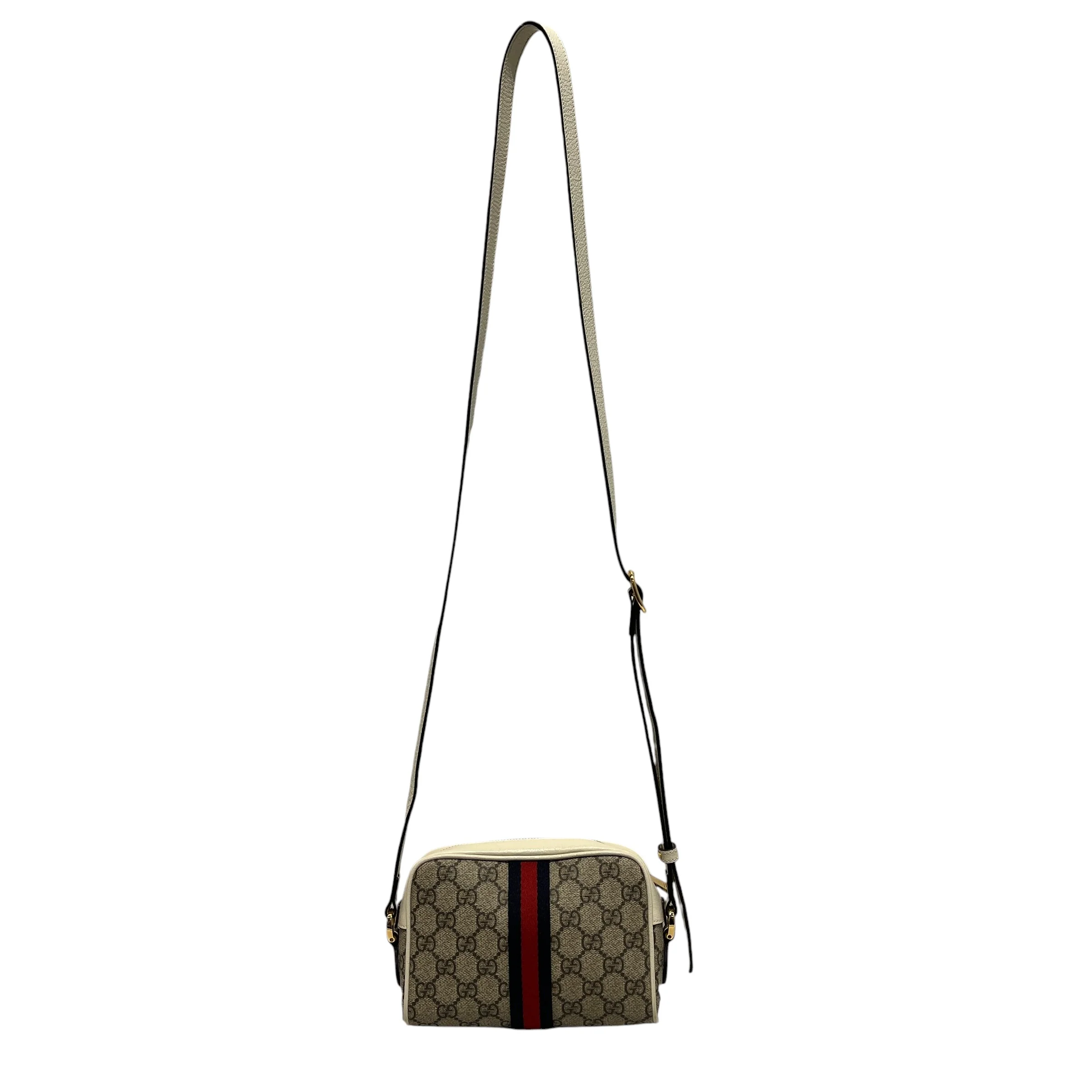 GUCCI/Cross Body Bag/Monogram/Leather/CRM/OPHIDIA MINI