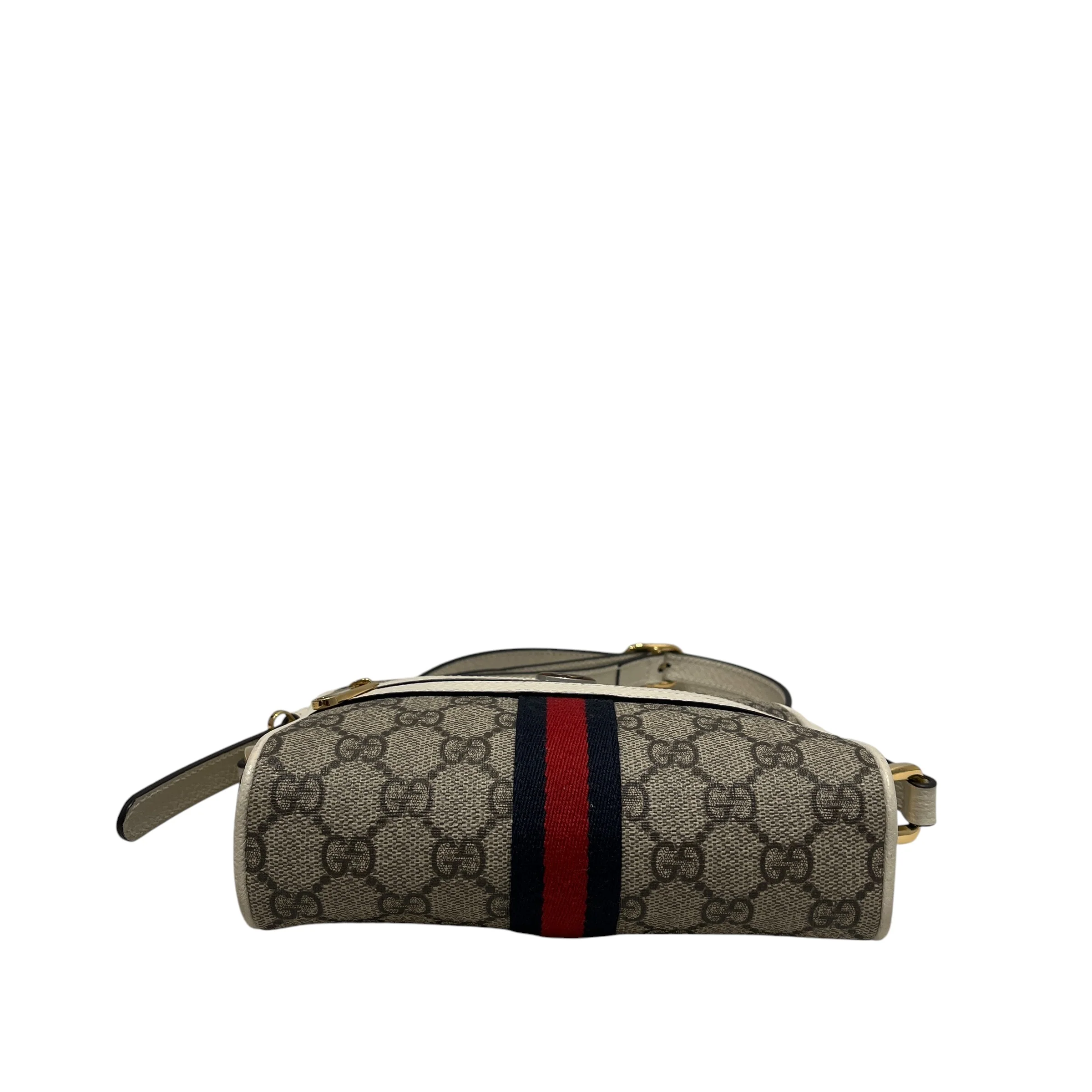 GUCCI/Cross Body Bag/Monogram/Leather/CRM/OPHIDIA MINI