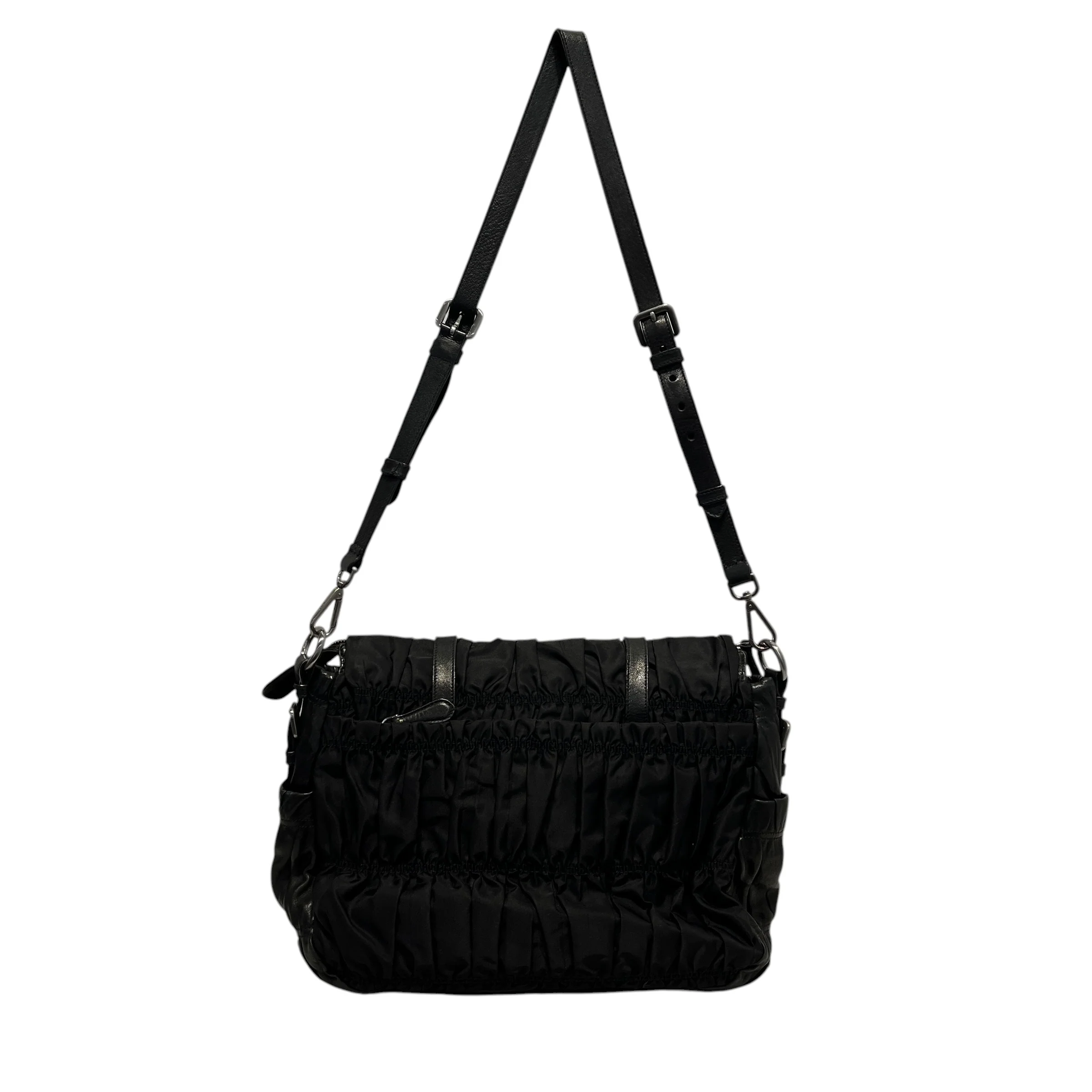 PRADA/Cross Body Bag/Nylon/BLK/TESSUTO