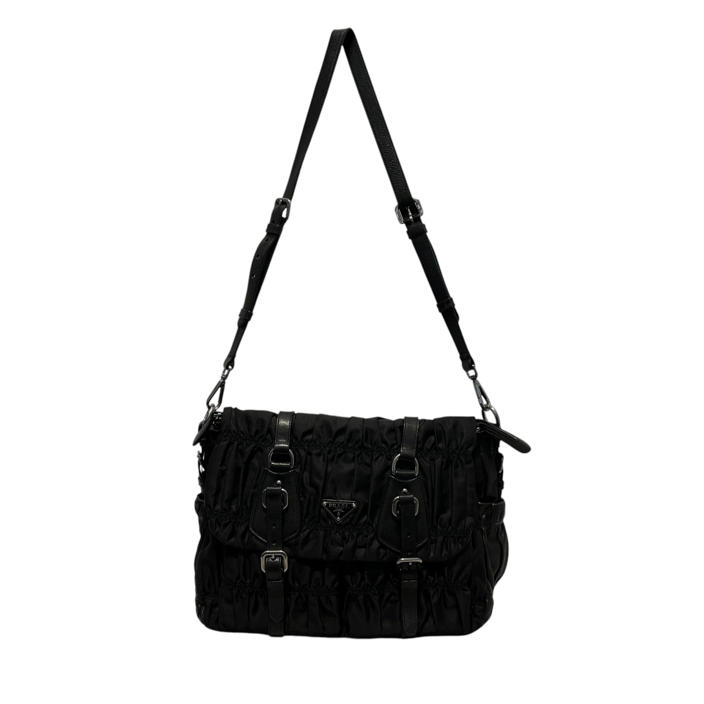 PRADA/Cross Body Bag/Nylon/BLK/TESSUTO