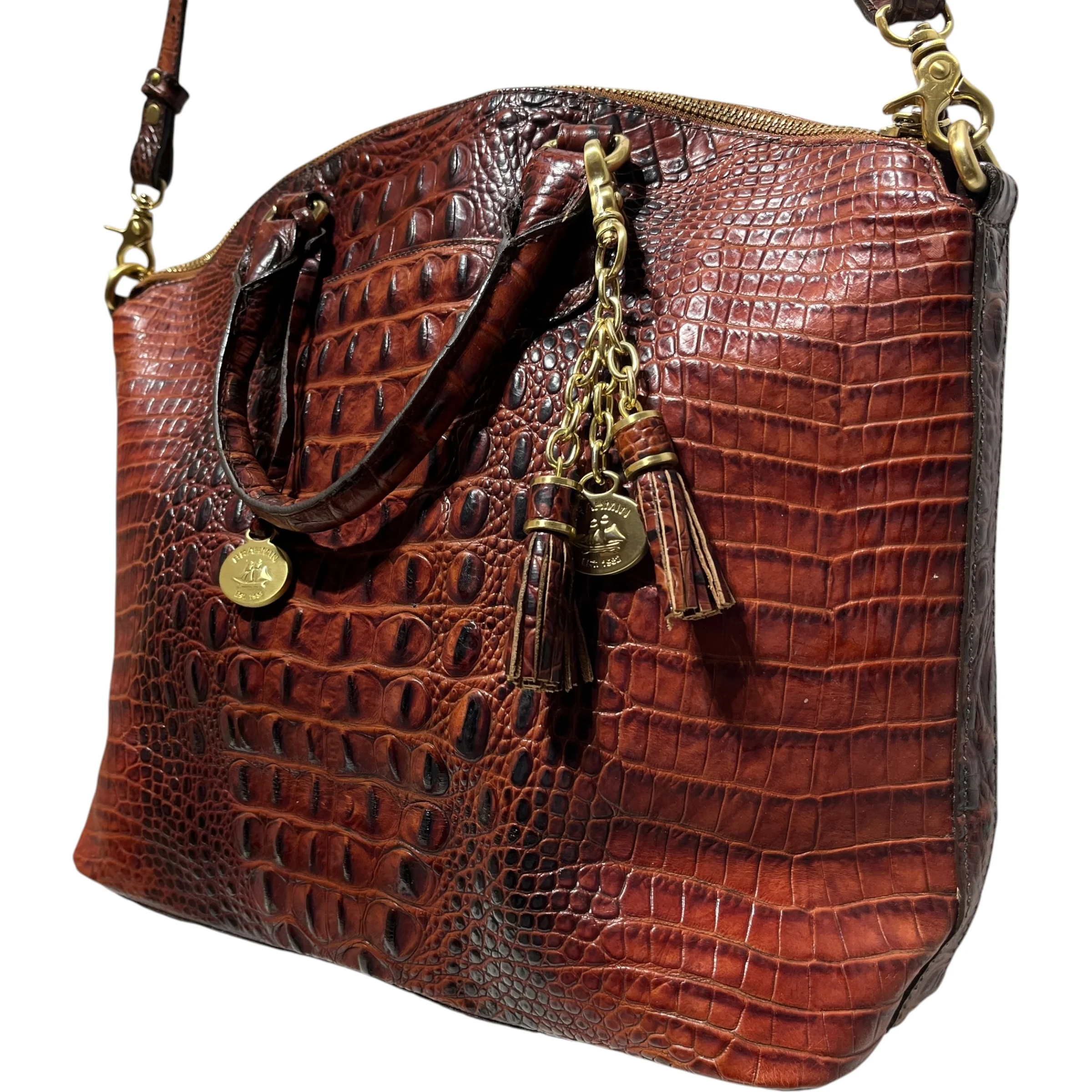 Brahmin/Hand Bag/Animal Pattern/Leather/BRW/Duxbury Satchel