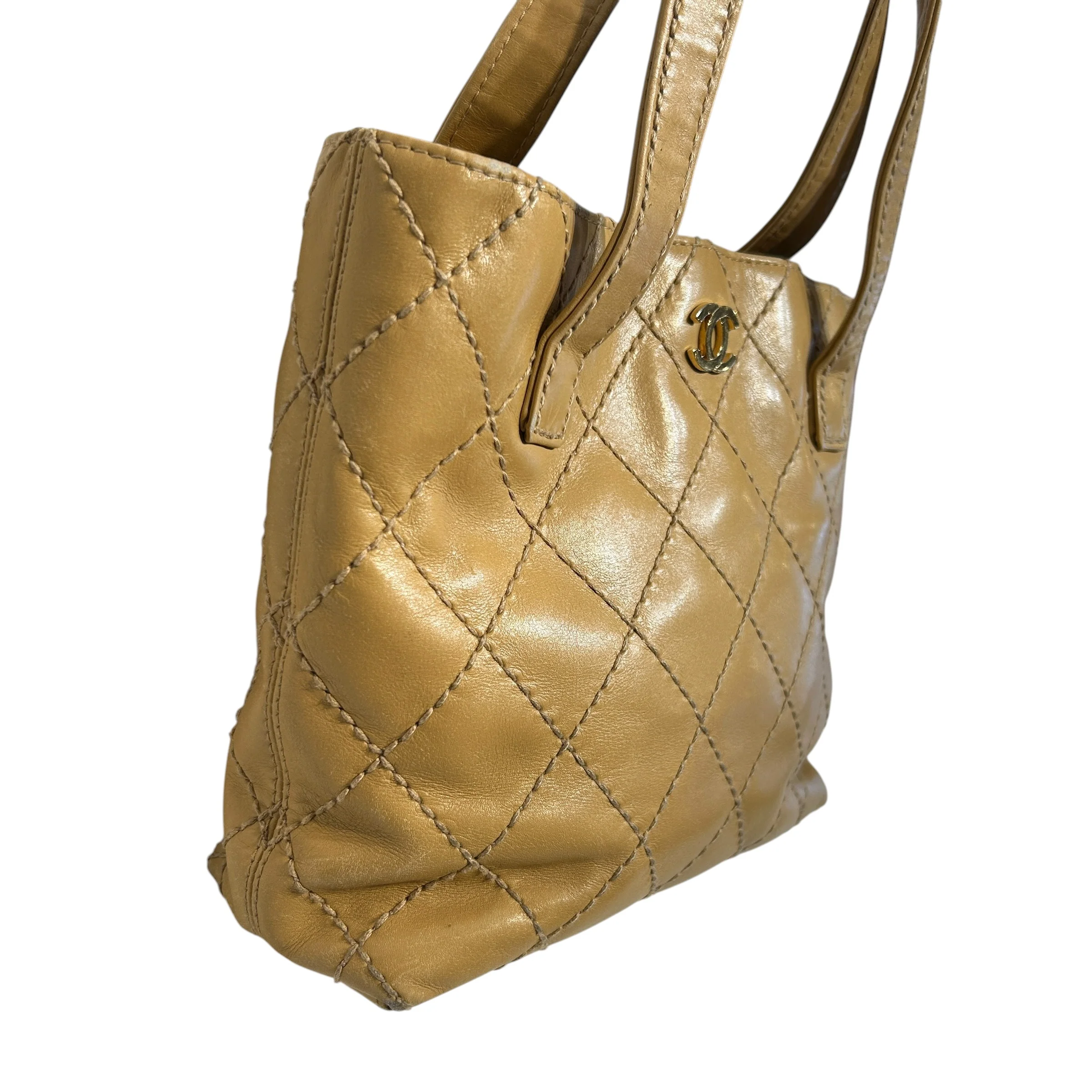 CHANEL/Tote Bag/Leather/CML/Quilted Wild Stitch Surpique