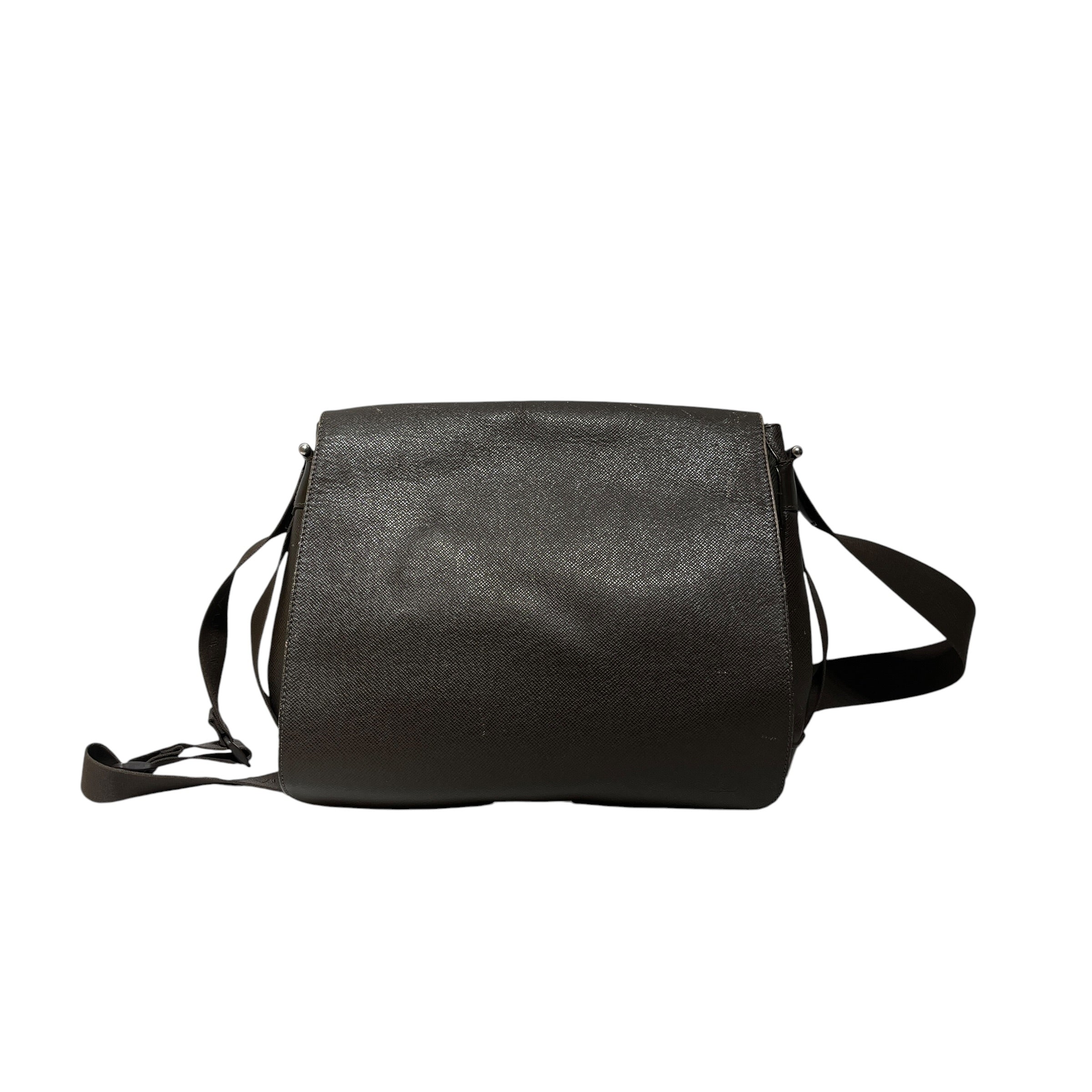 LOUIS VUITTON/Cross Body Bag/Leather/BRW/messenger bag, silver accents