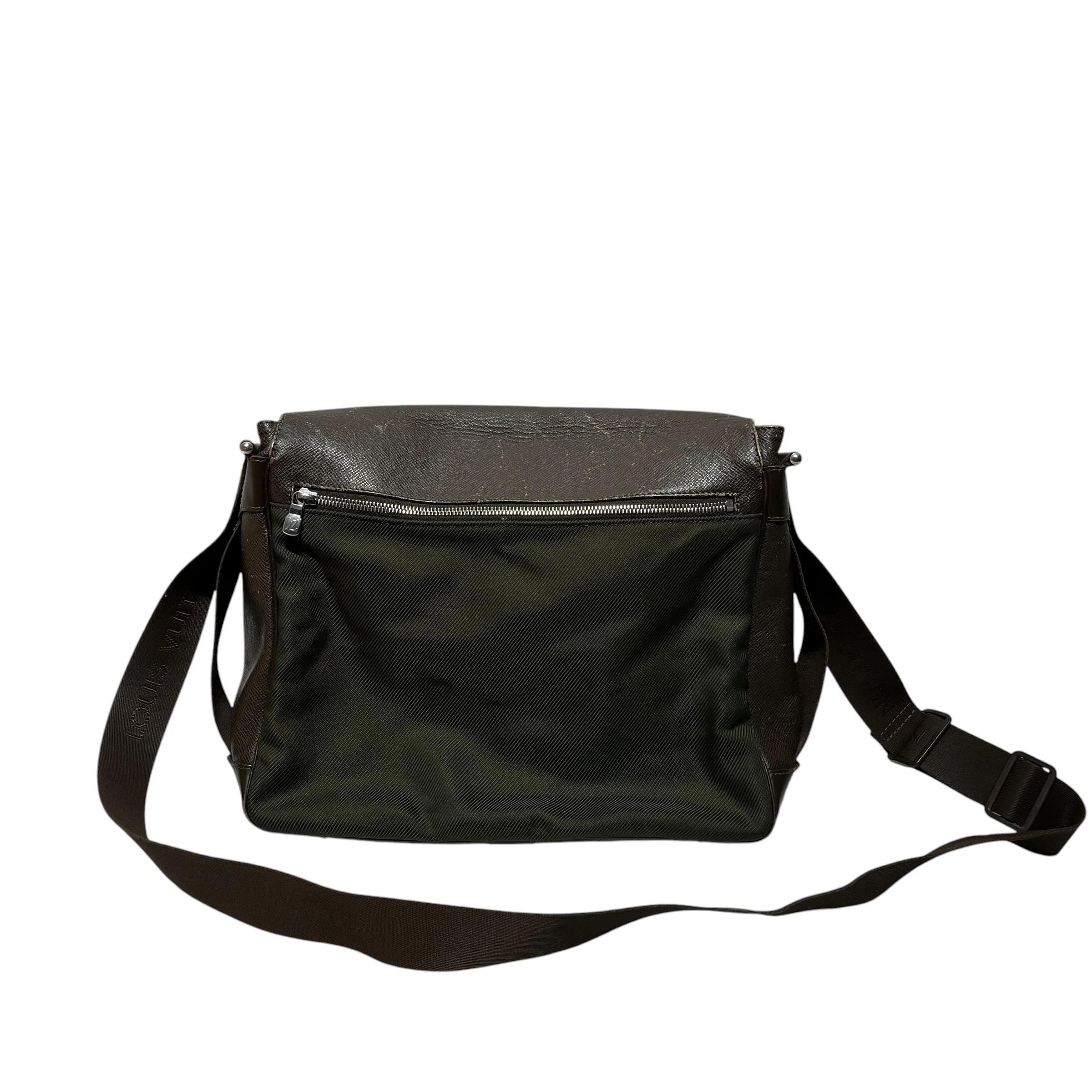 LOUIS VUITTON/Cross Body Bag/Leather/BRW/messenger bag, silver accents