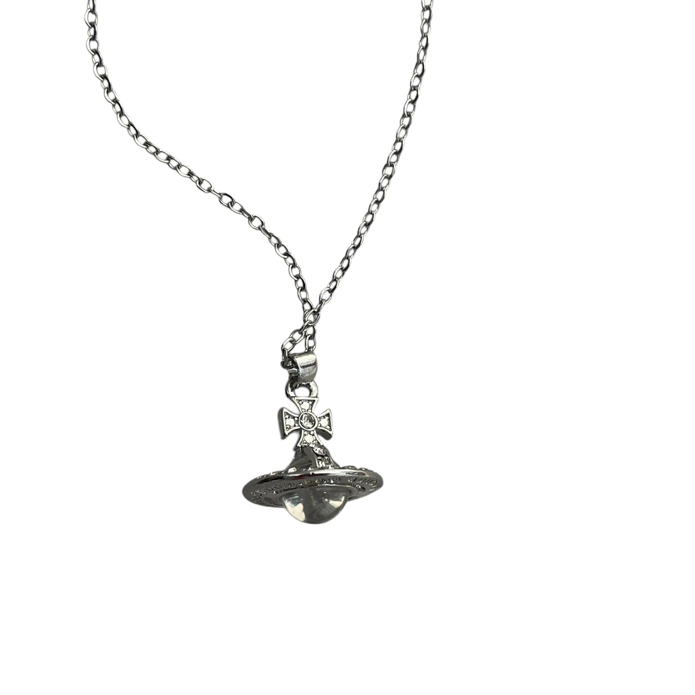 Vivienne Westwood/Necklace/Stainless/SLV/CLEAR ORB/CLEAR STONES