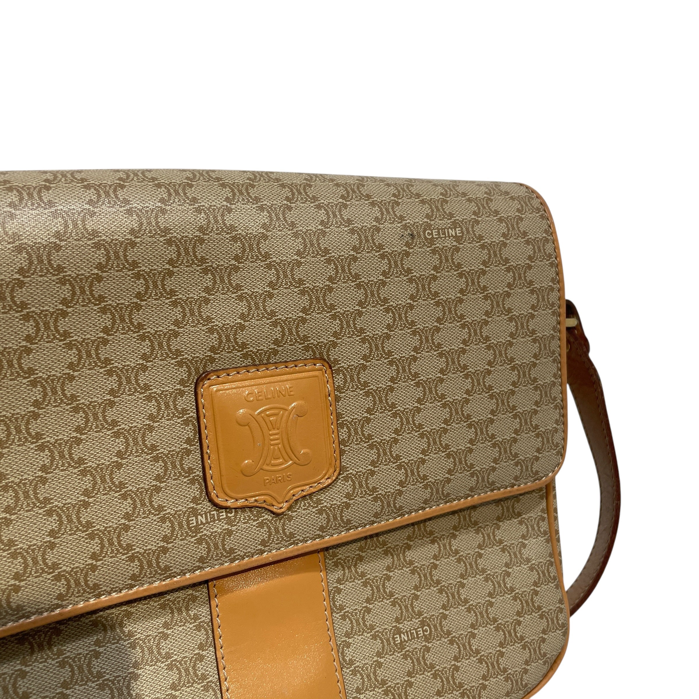 CELINE/Cross Body Bag/Monogram/Leather/KHK/