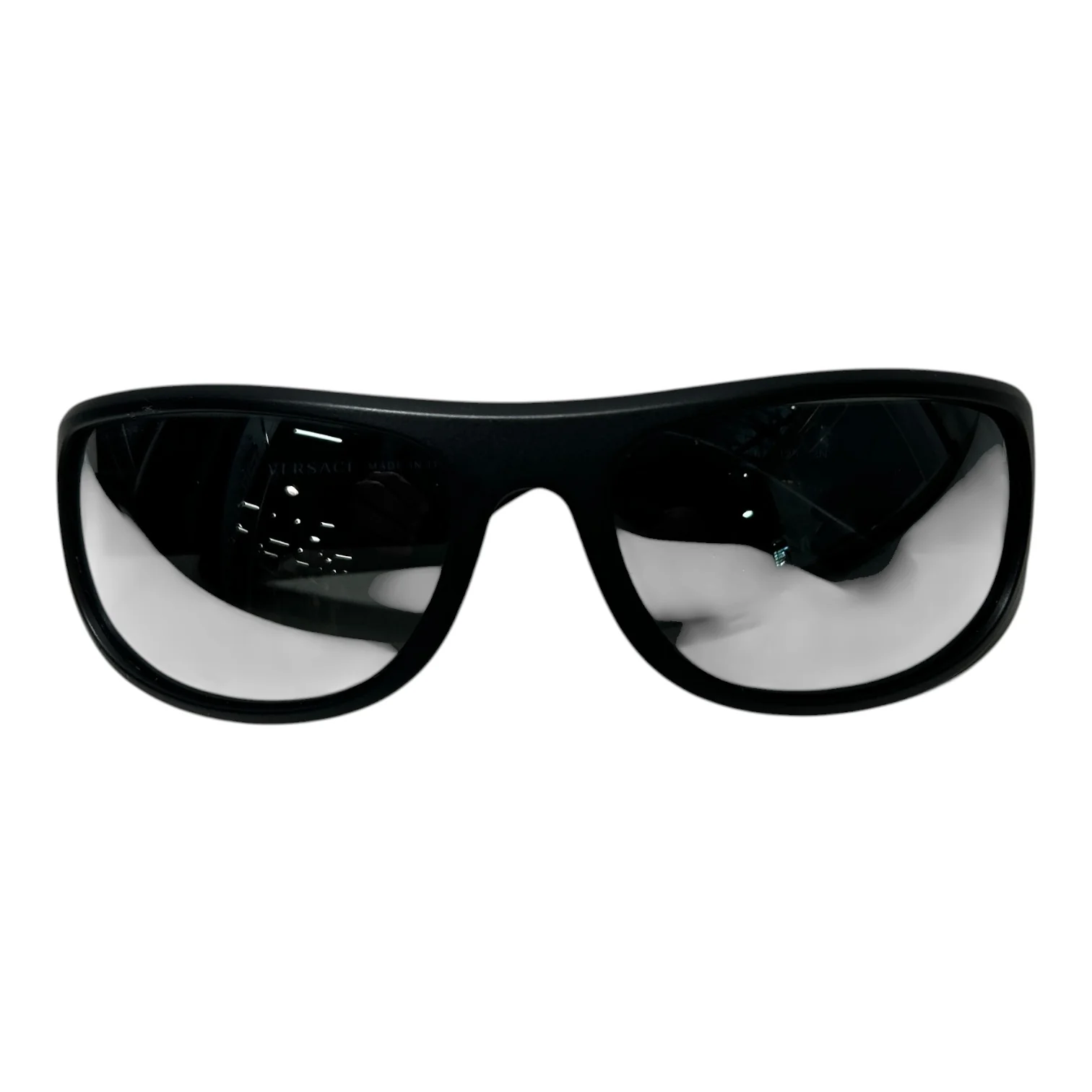 VERSACE/Sunglasses/Plastic/BLK/wrap around logo face sidetemp