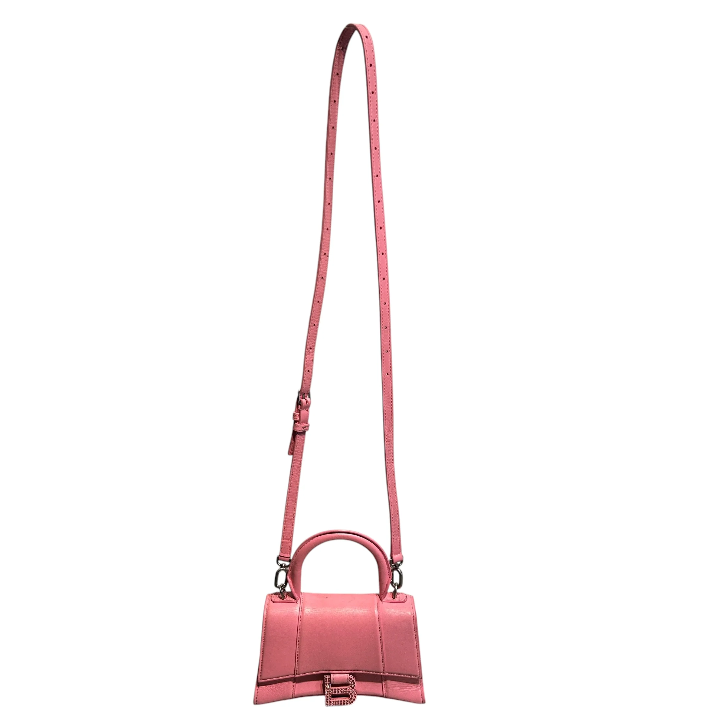 BALENCIAGA/Hand Bag/Leather/PNK/HOURGLASS RHINESTONE