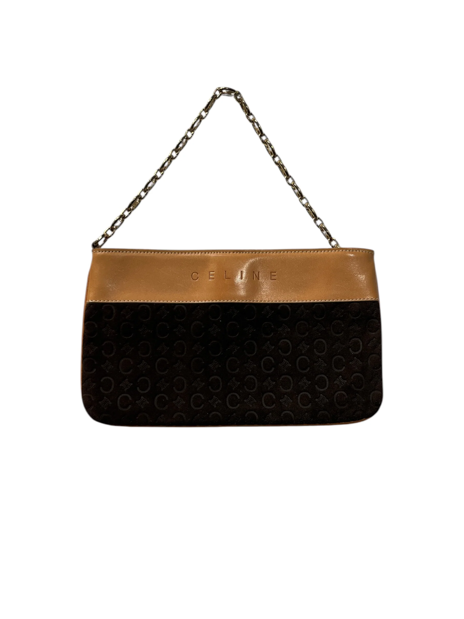 CELINE/Clutch Bag/Monogram/Suede/BRW/MACADAM SUEDE CLUTCH