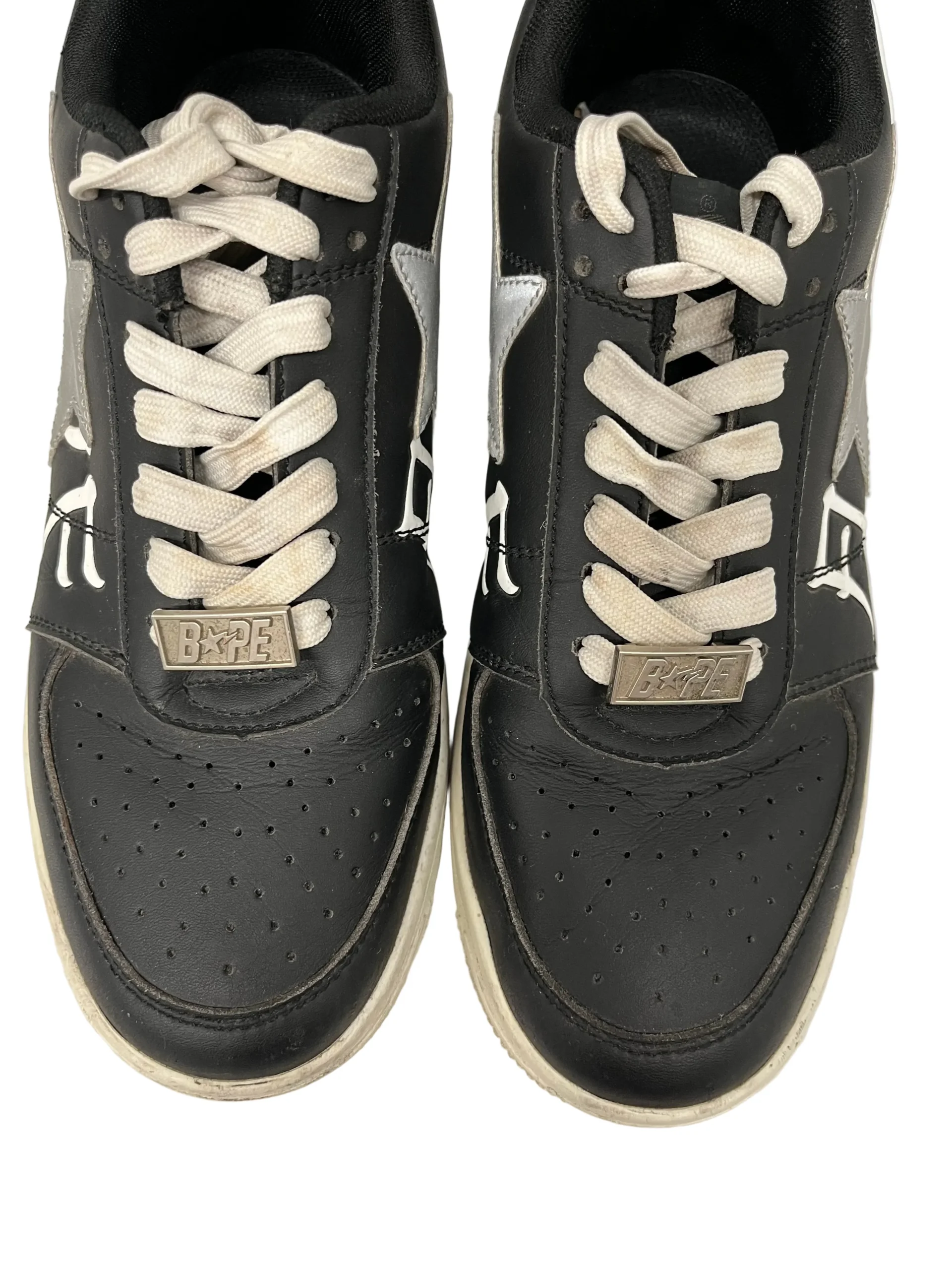 BAPE STA!/Low-Sneakers/US 9/Graphic/Leather/BLK/KANJI LETTERS/REFLECTIVE LOGO