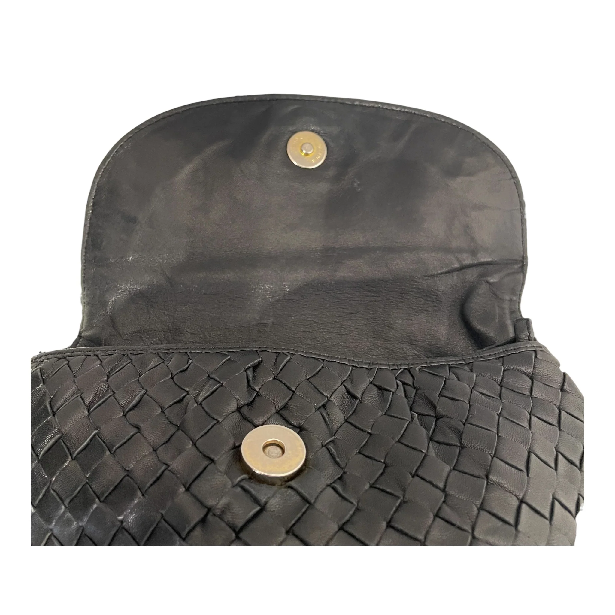 BOTTEGA VENETA/Cross Body Bag/Leather/BLK/INTRECCIATO CROSSBODY BAG