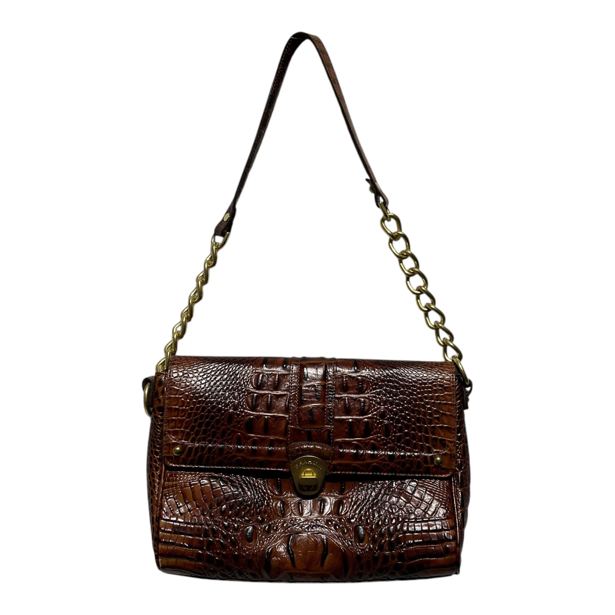 Brahmin/Hand Bag/Animal Pattern/Leather/BRW/CROC LEATHER