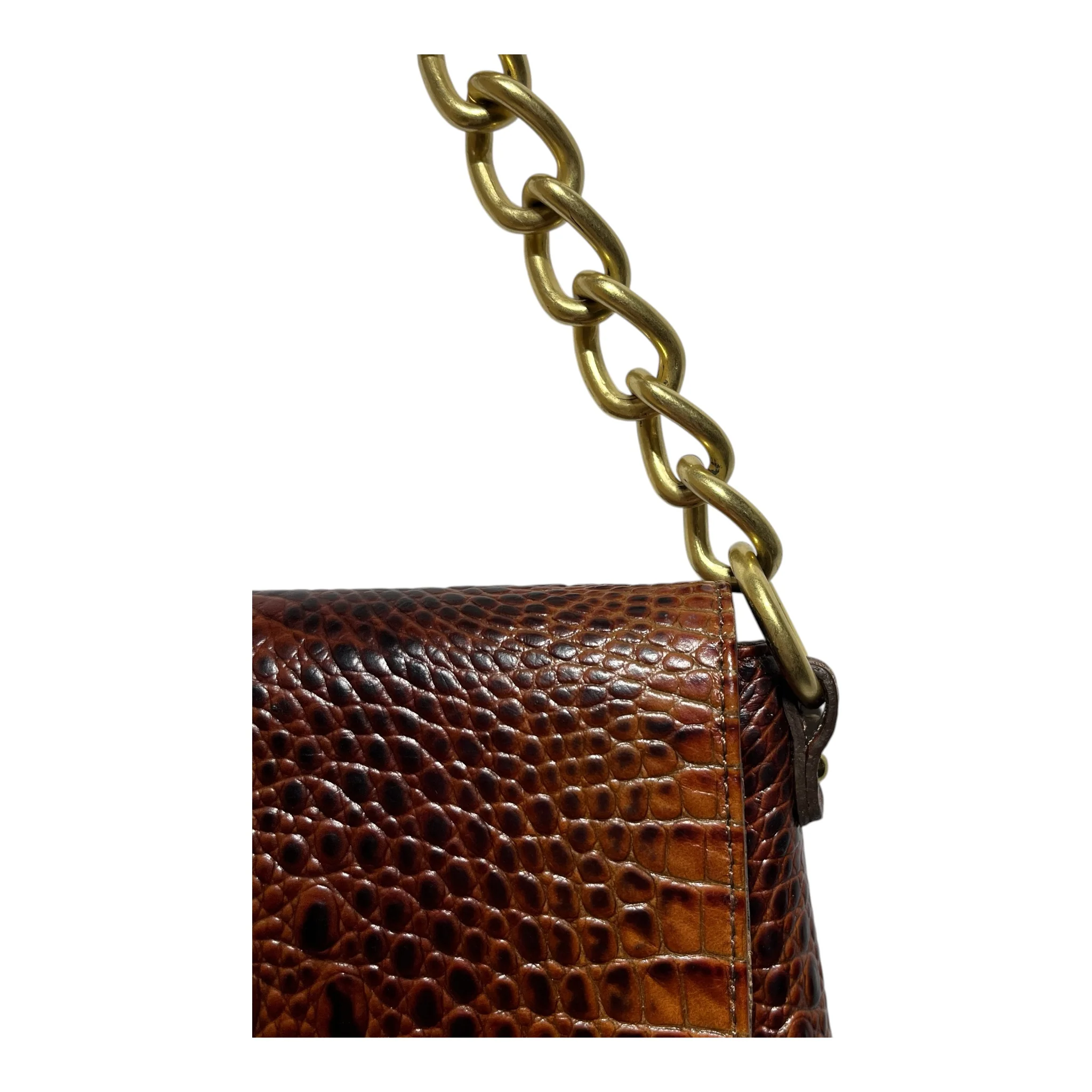 Brahmin/Hand Bag/Animal Pattern/Leather/BRW/CROC LEATHER