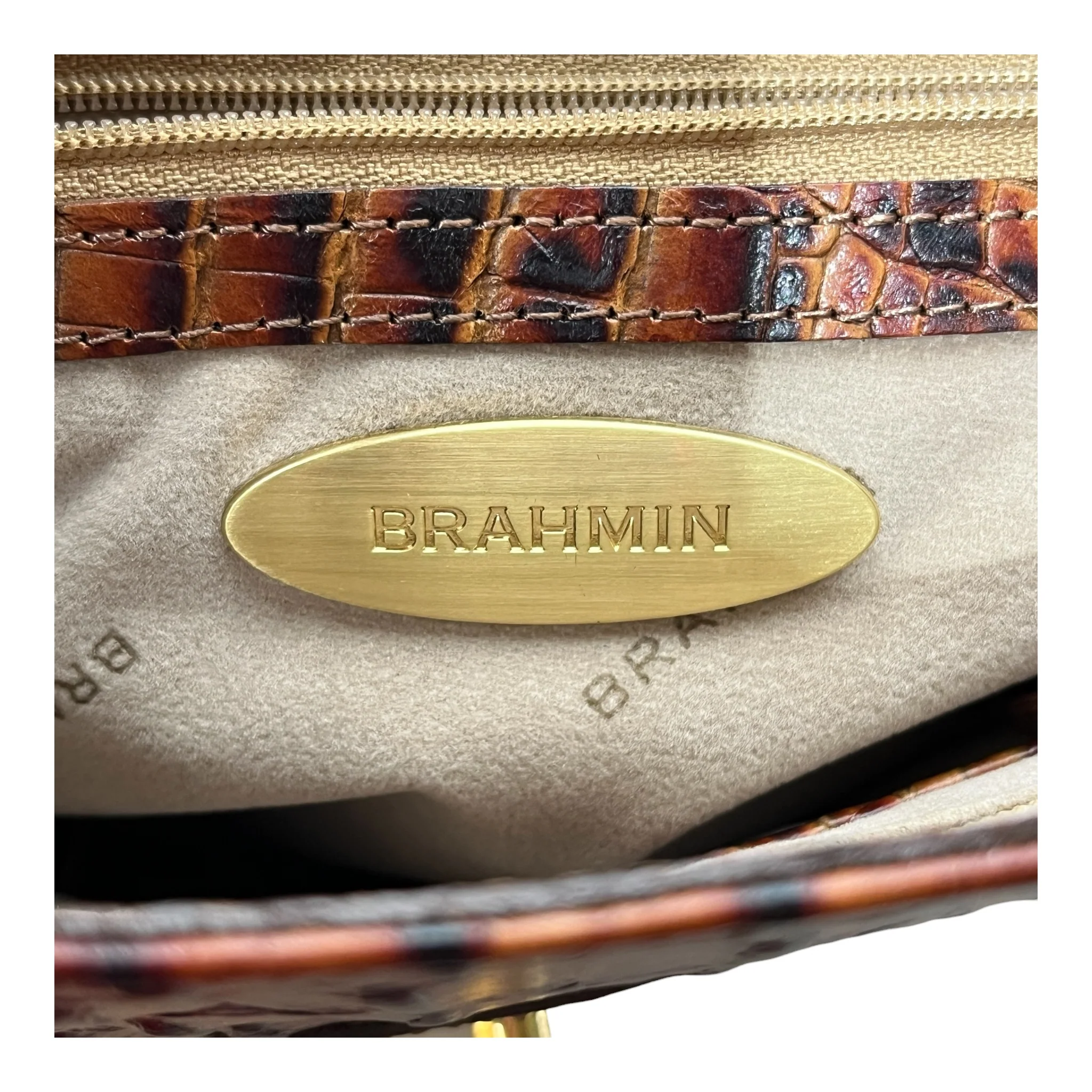 Brahmin/Hand Bag/Animal Pattern/Leather/BRW/CROC LEATHER