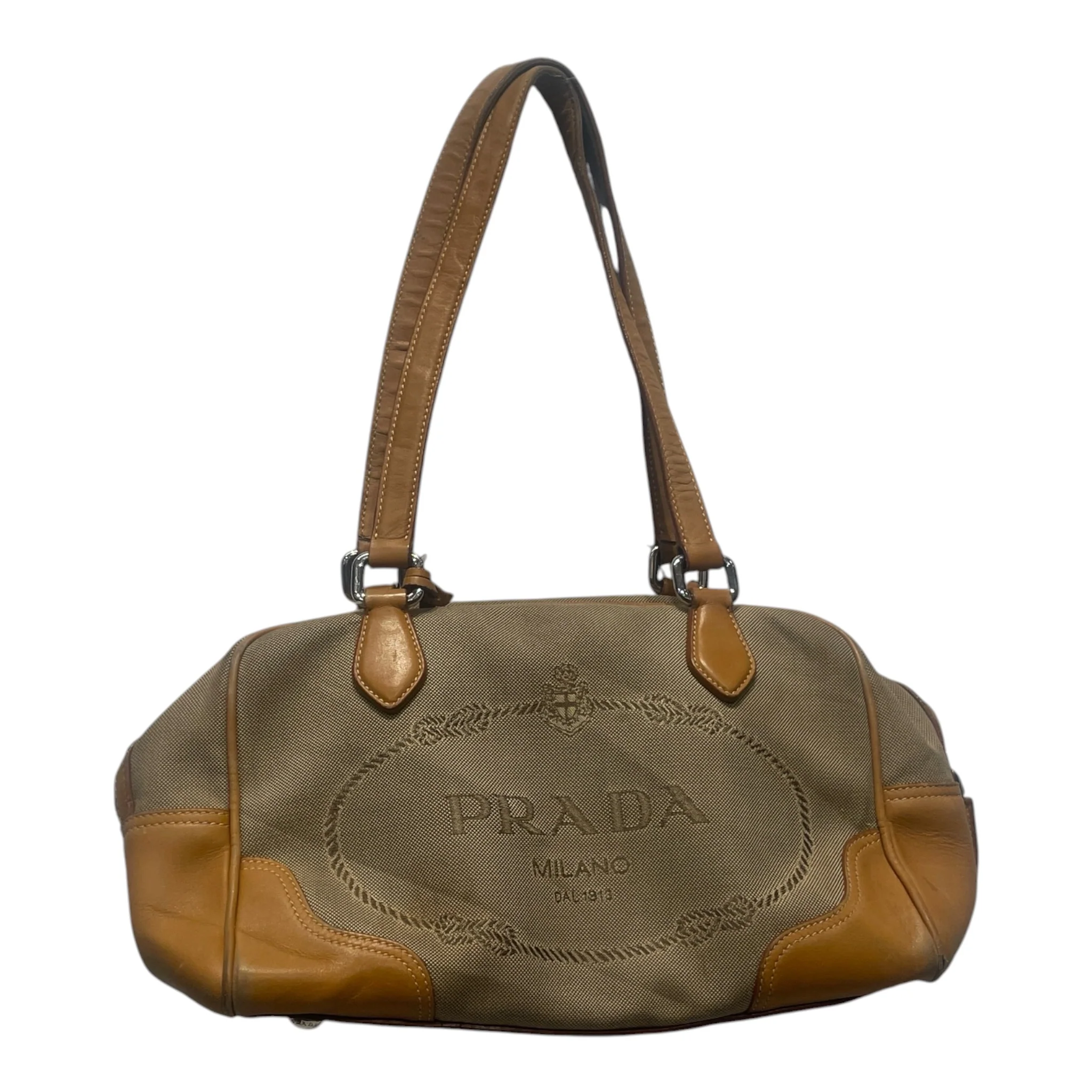 PRADA/Bag/Cotton/BEG/JACQUARD CANVAS BAG