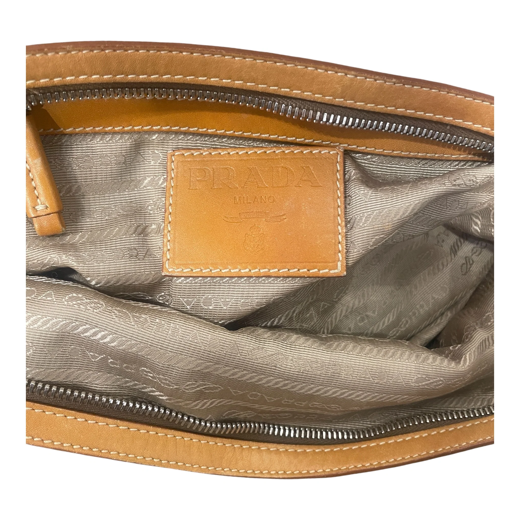 PRADA/Bag/Cotton/BEG/JACQUARD CANVAS BAG