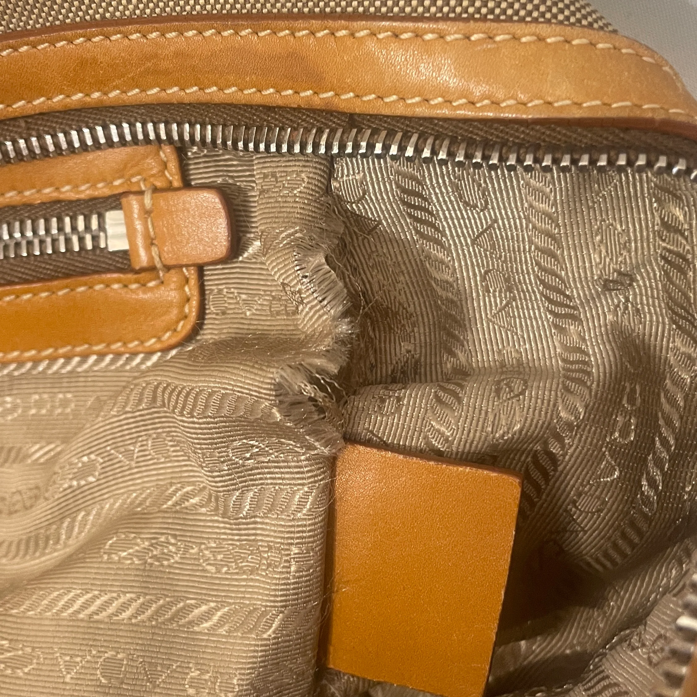 PRADA/Bag/Cotton/BEG/JACQUARD CANVAS BAG