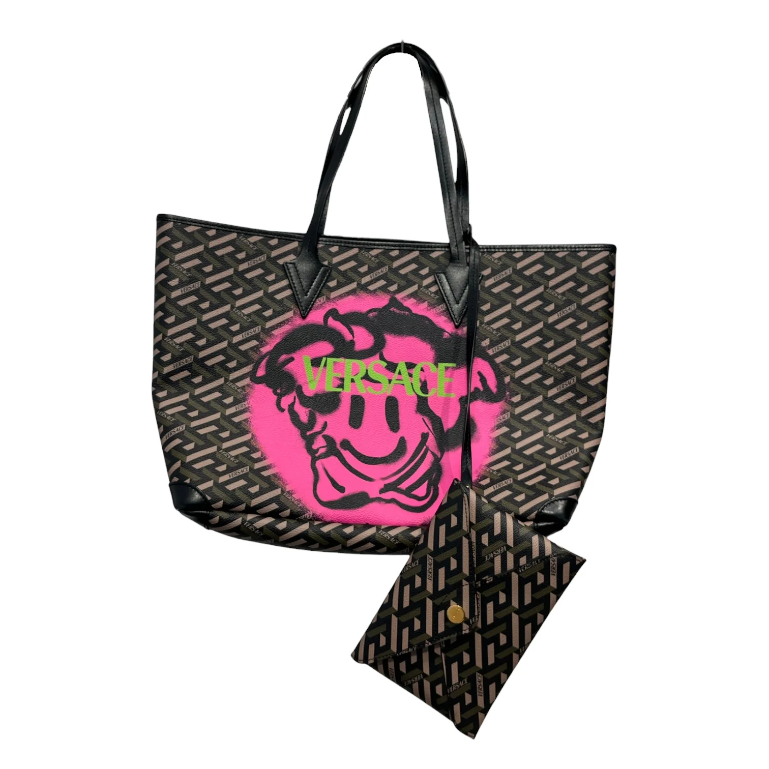 VERSACE/Tote Bag/Leather/BLK/LE GRECA SMILEY BAG
