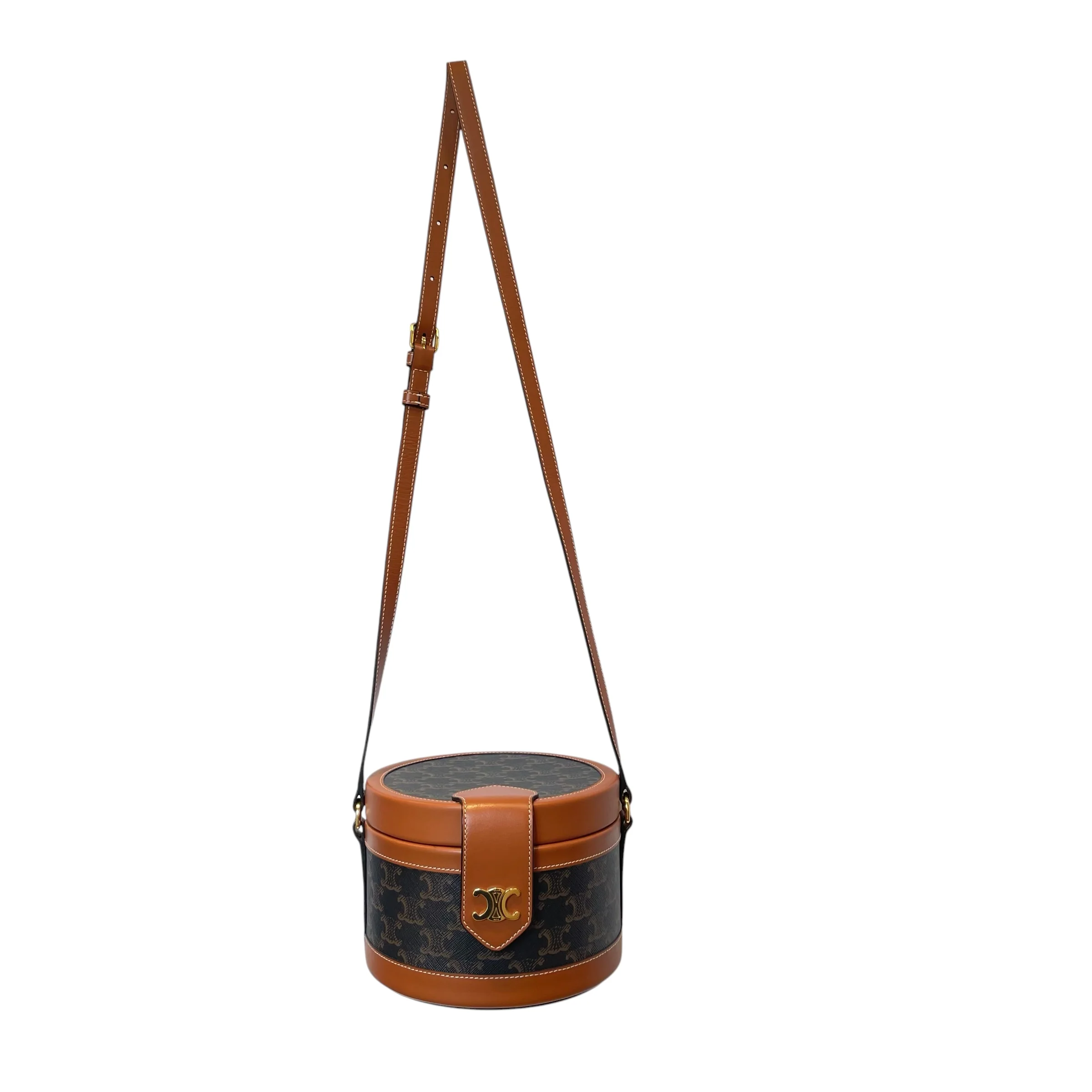 CELINE/Bag/Monogram/Leather/BRW/ROUND CELINE TAMBOUR BAG