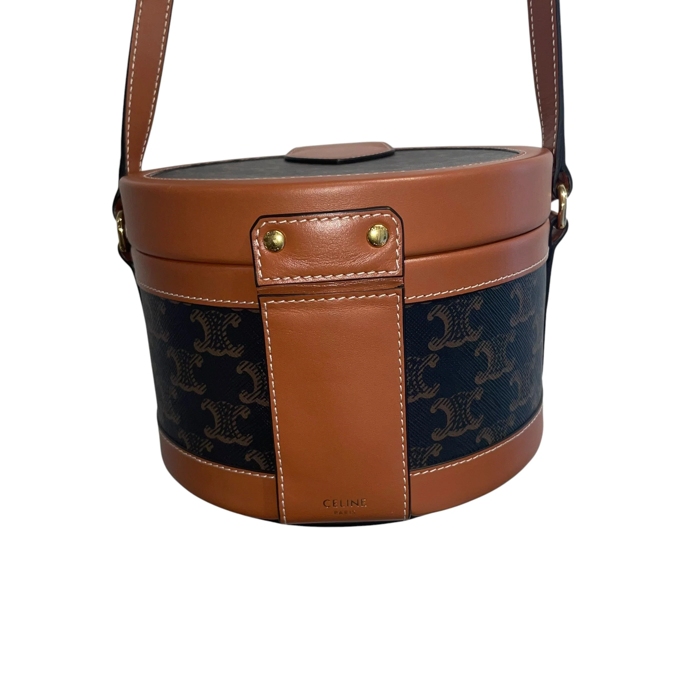 CELINE/Bag/Monogram/Leather/BRW/ROUND CELINE TAMBOUR BAG