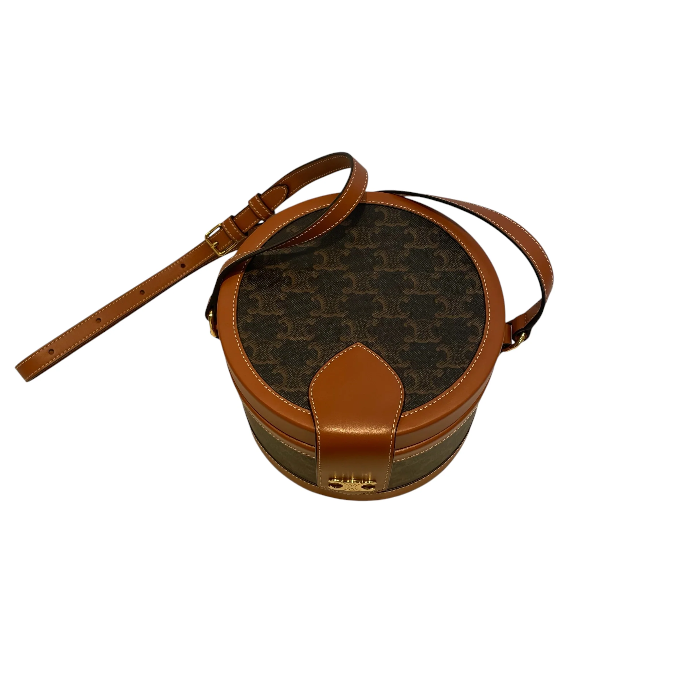 CELINE/Bag/Monogram/Leather/BRW/ROUND CELINE TAMBOUR BAG