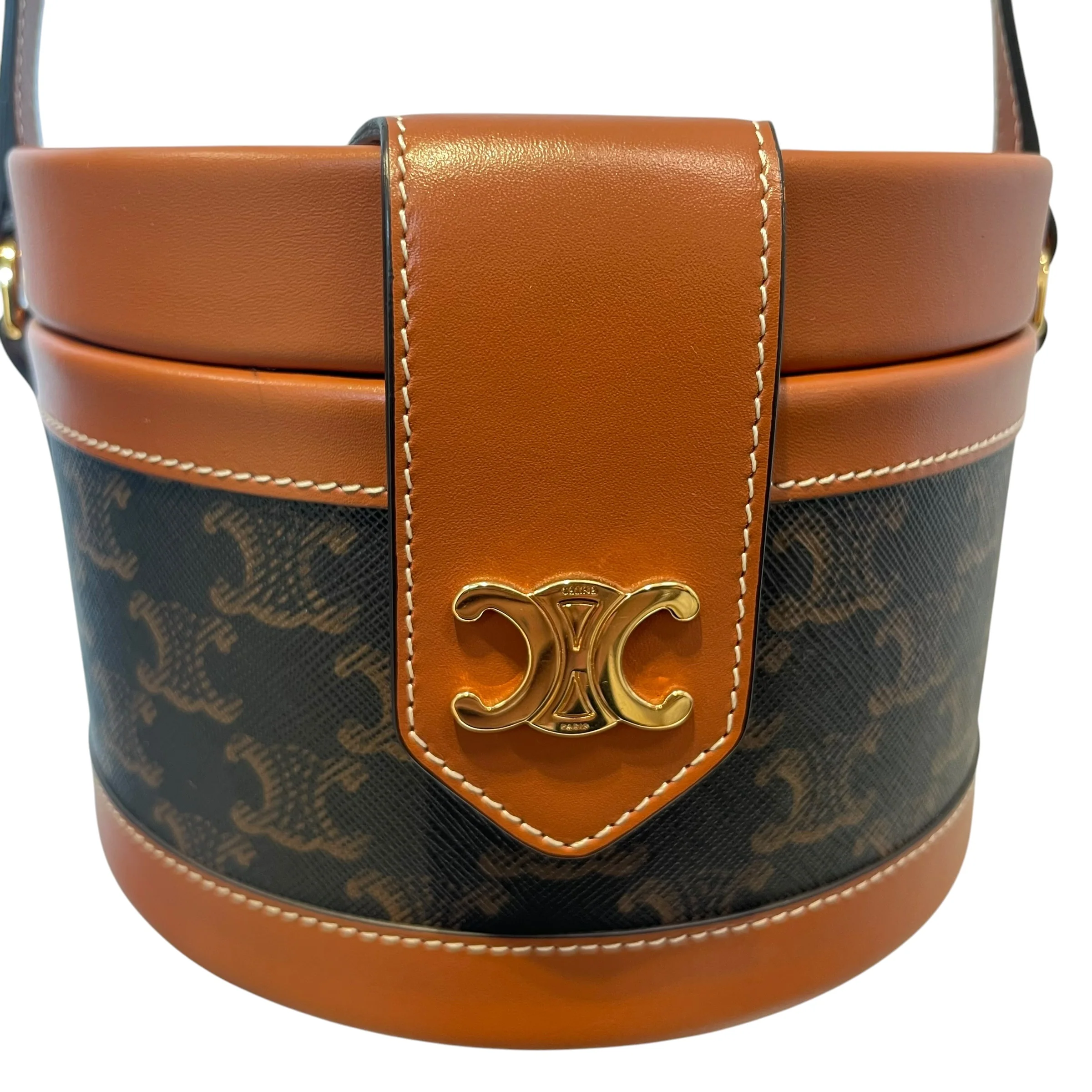 CELINE/Bag/Monogram/Leather/BRW/ROUND CELINE TAMBOUR BAG