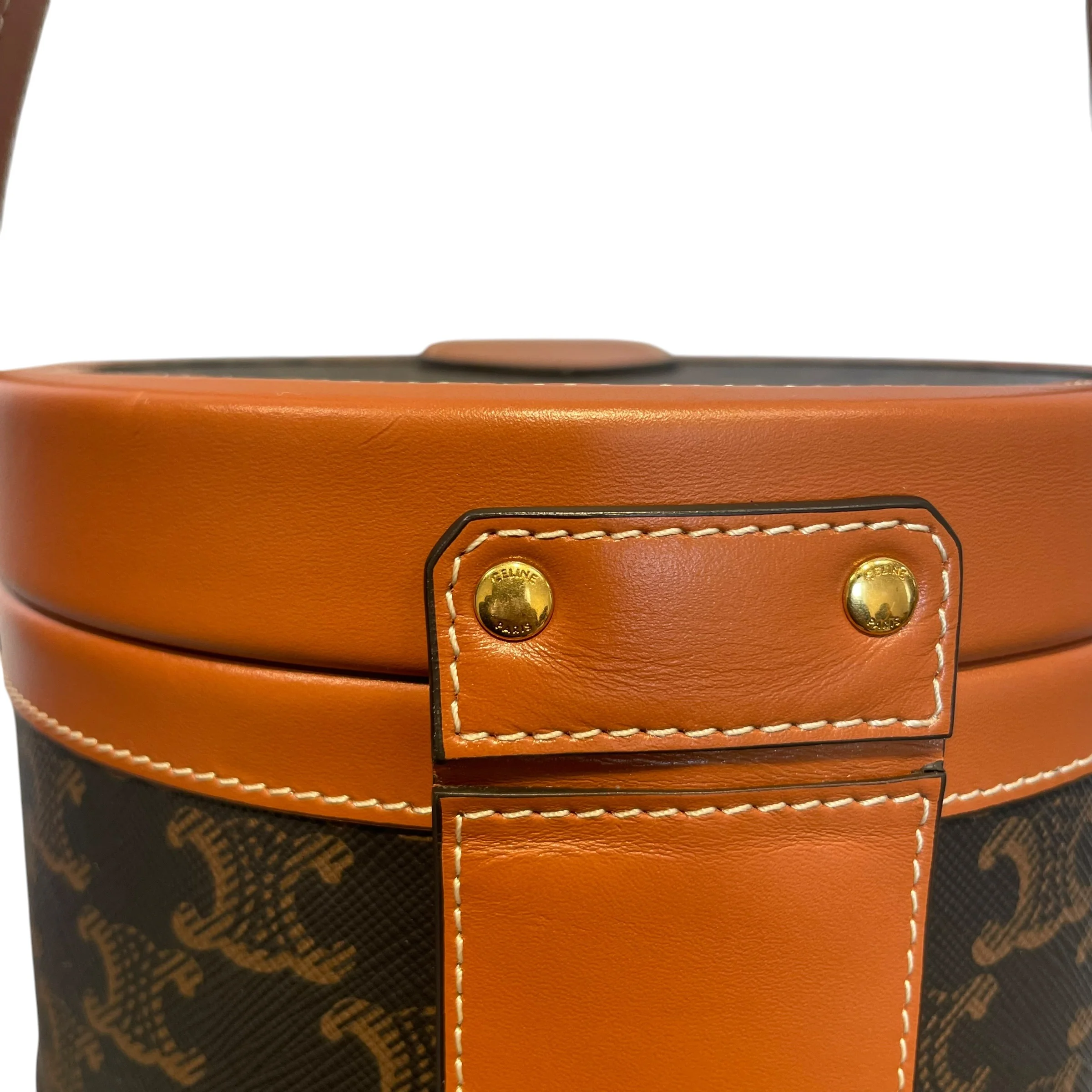 CELINE/Bag/Monogram/Leather/BRW/ROUND CELINE TAMBOUR BAG