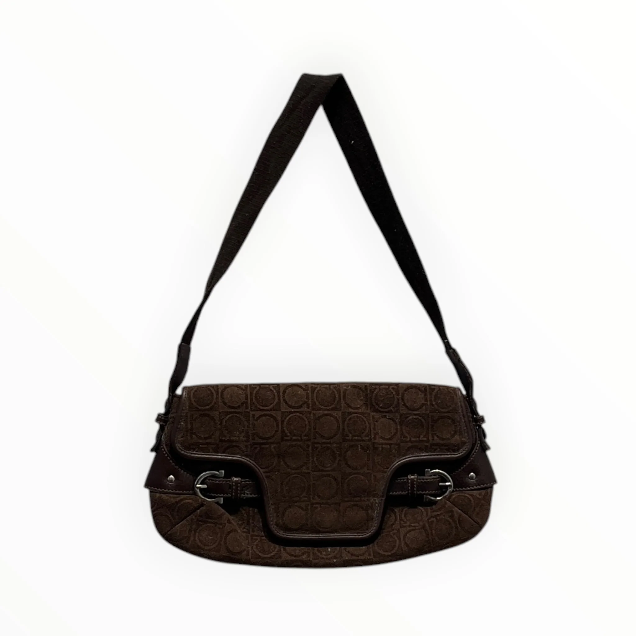 Salvatore Ferragamo/Hand Bag/Cotton/BRW/canvas gancini