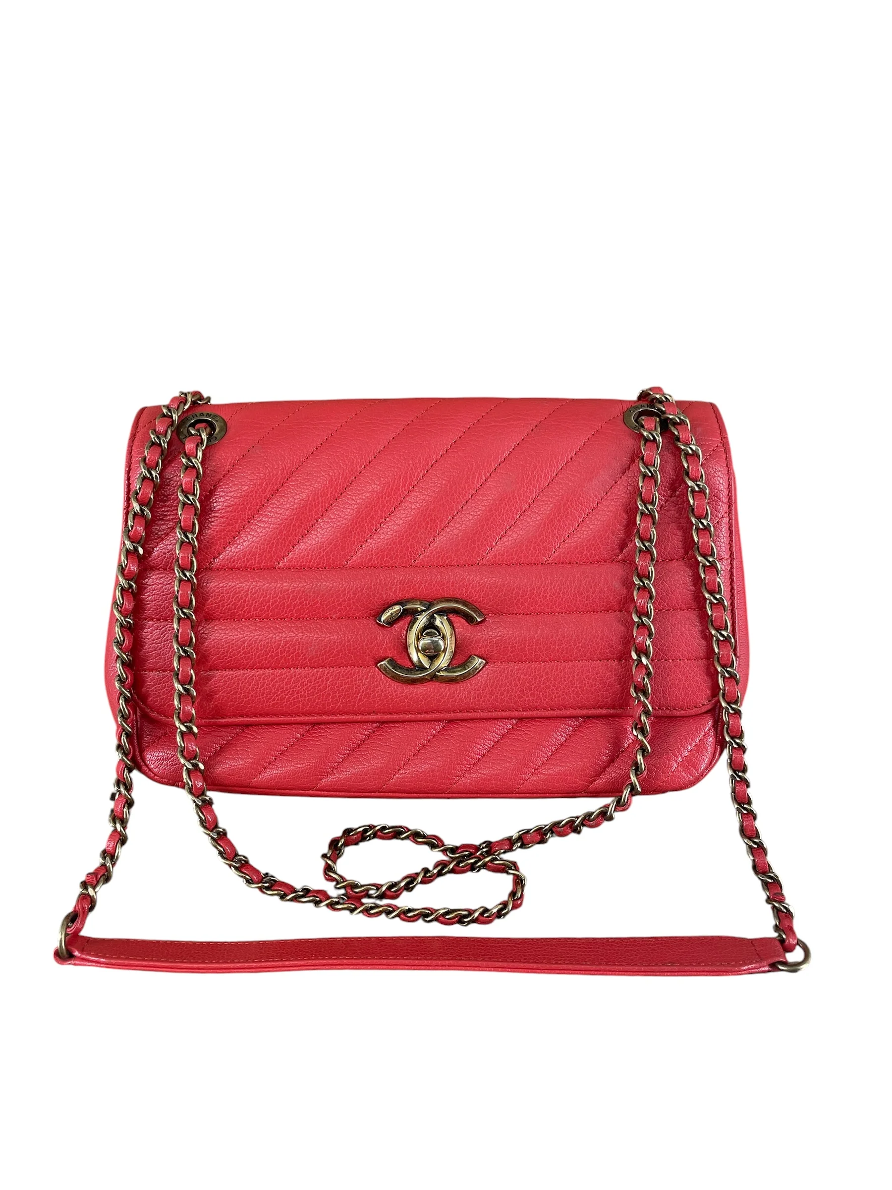 CHANEL/Bag/Leather/ORN/22105813 GLD HRDWRE DIAG LINES