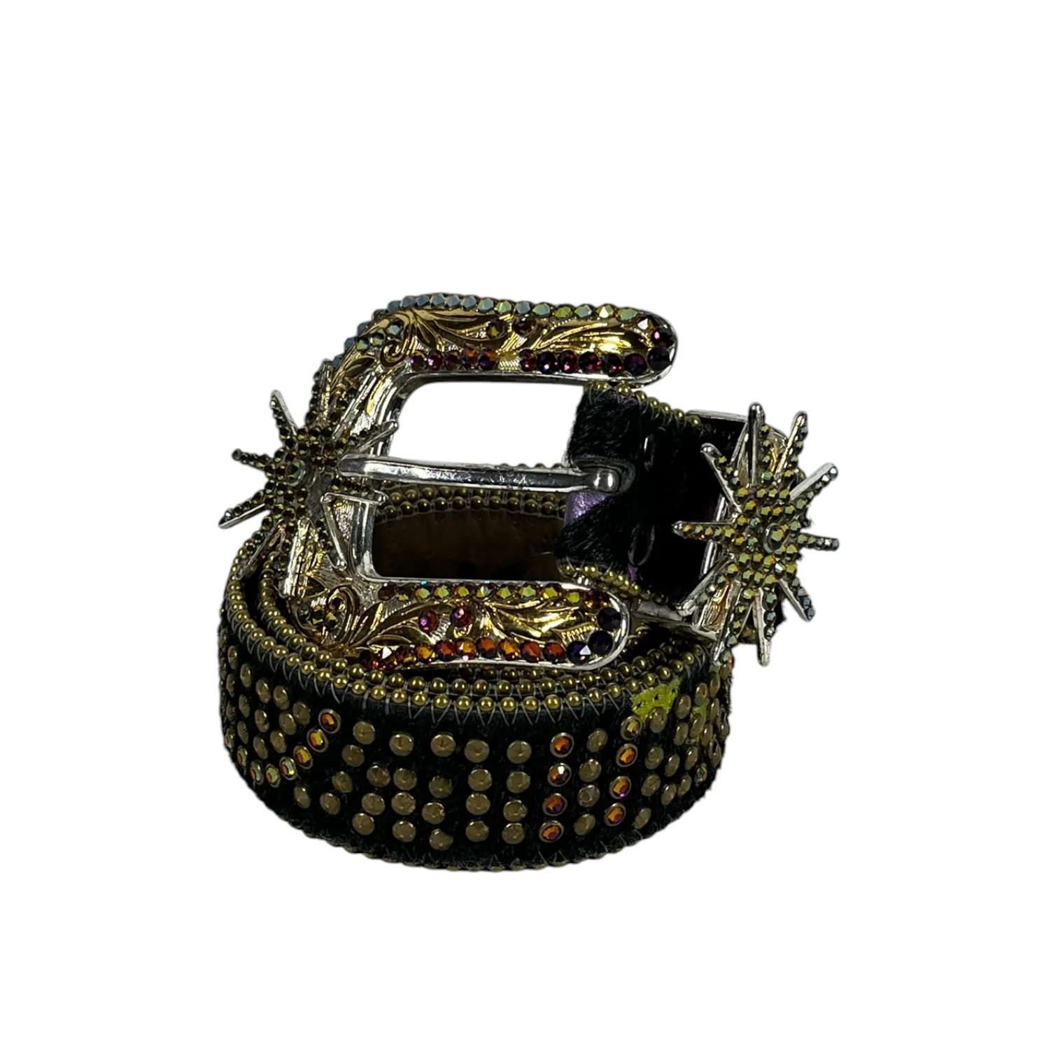 b.b.simon/Belt/Fur/BLK/STUDDED STAR BELT
