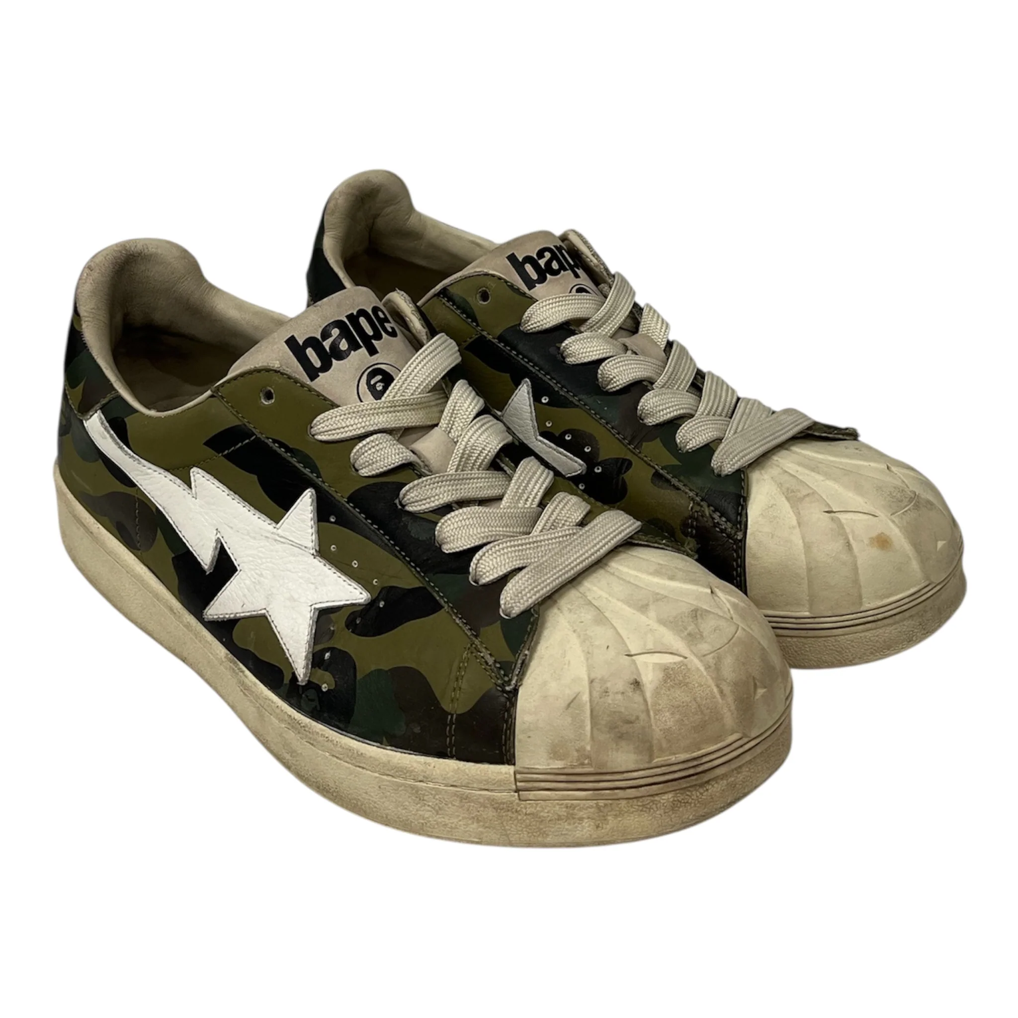 BAPE STA!/Low-Sneakers/US 12/All Over Print/Leather/MLT/U-Tip/SKULLSTA CAMO LOW
