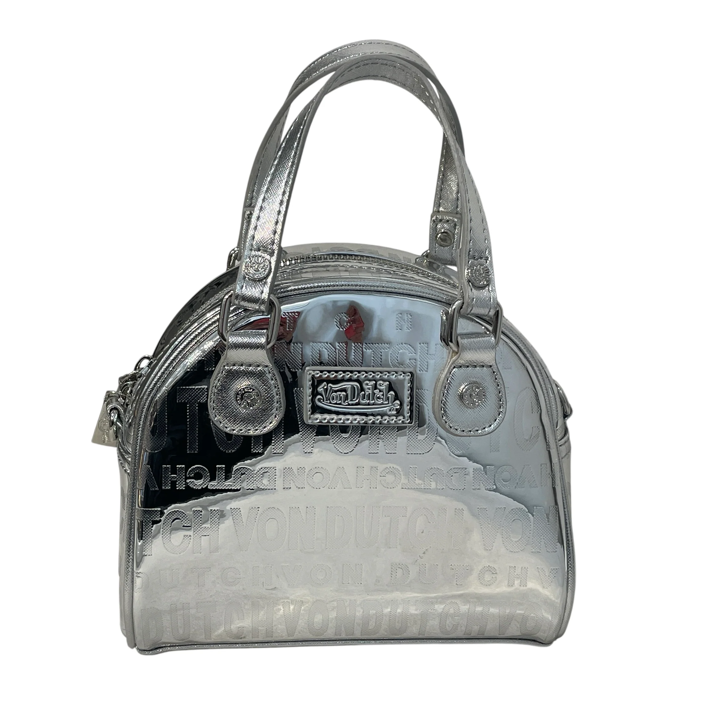 VonDutch/Hand Bag/Monogram/Leather/SLV/Foil Reflective Bowling Bag