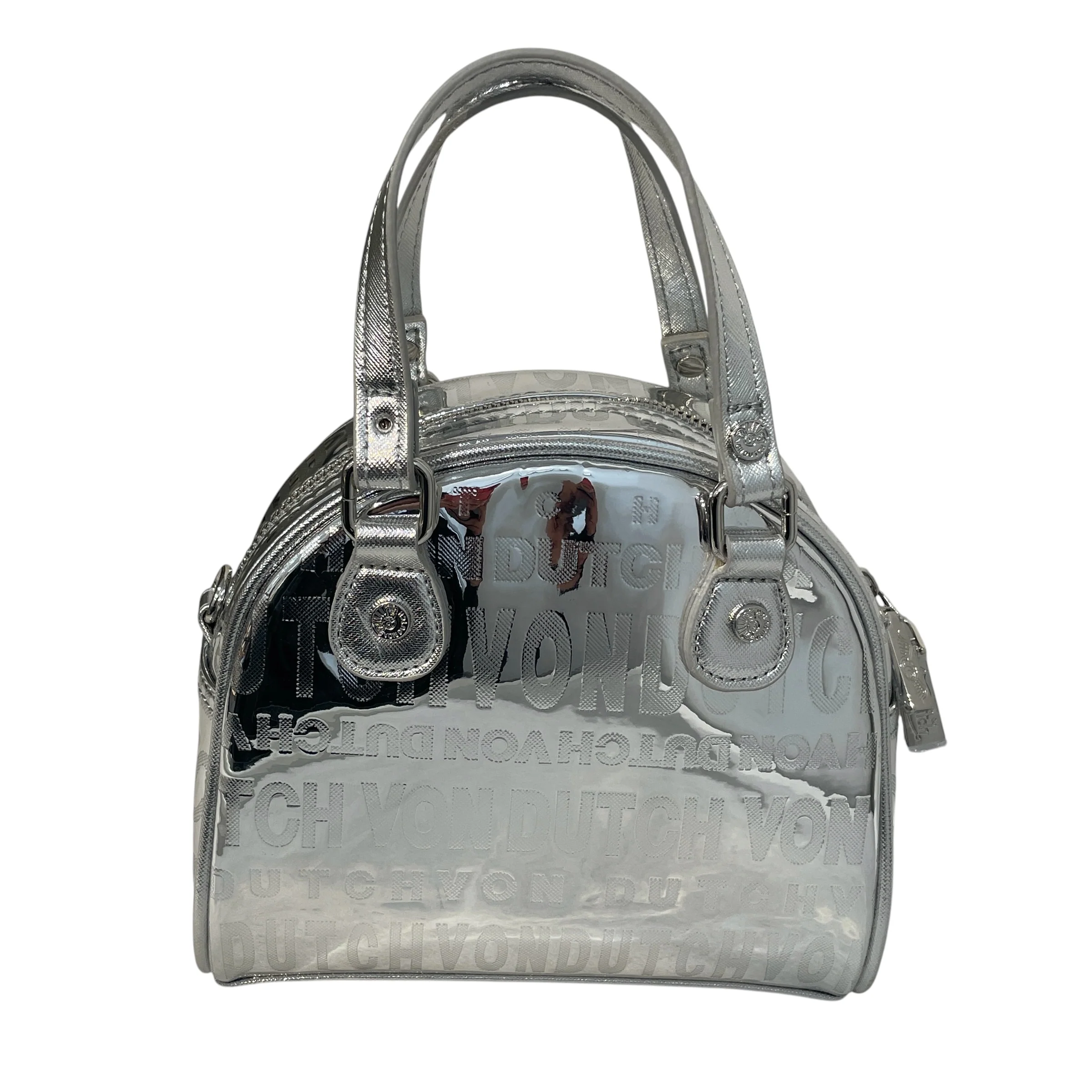 VonDutch/Hand Bag/Monogram/Leather/SLV/Foil Reflective Bowling Bag