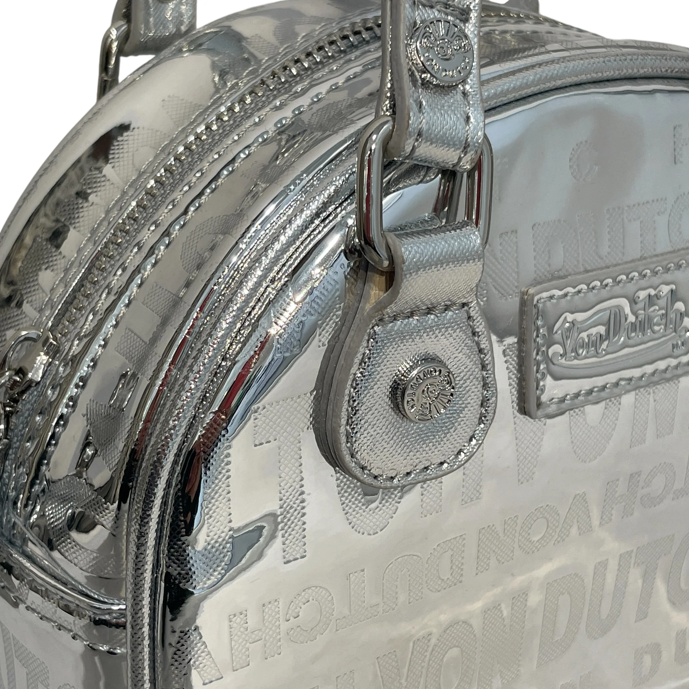VonDutch/Hand Bag/Monogram/Leather/SLV/Foil Reflective Bowling Bag