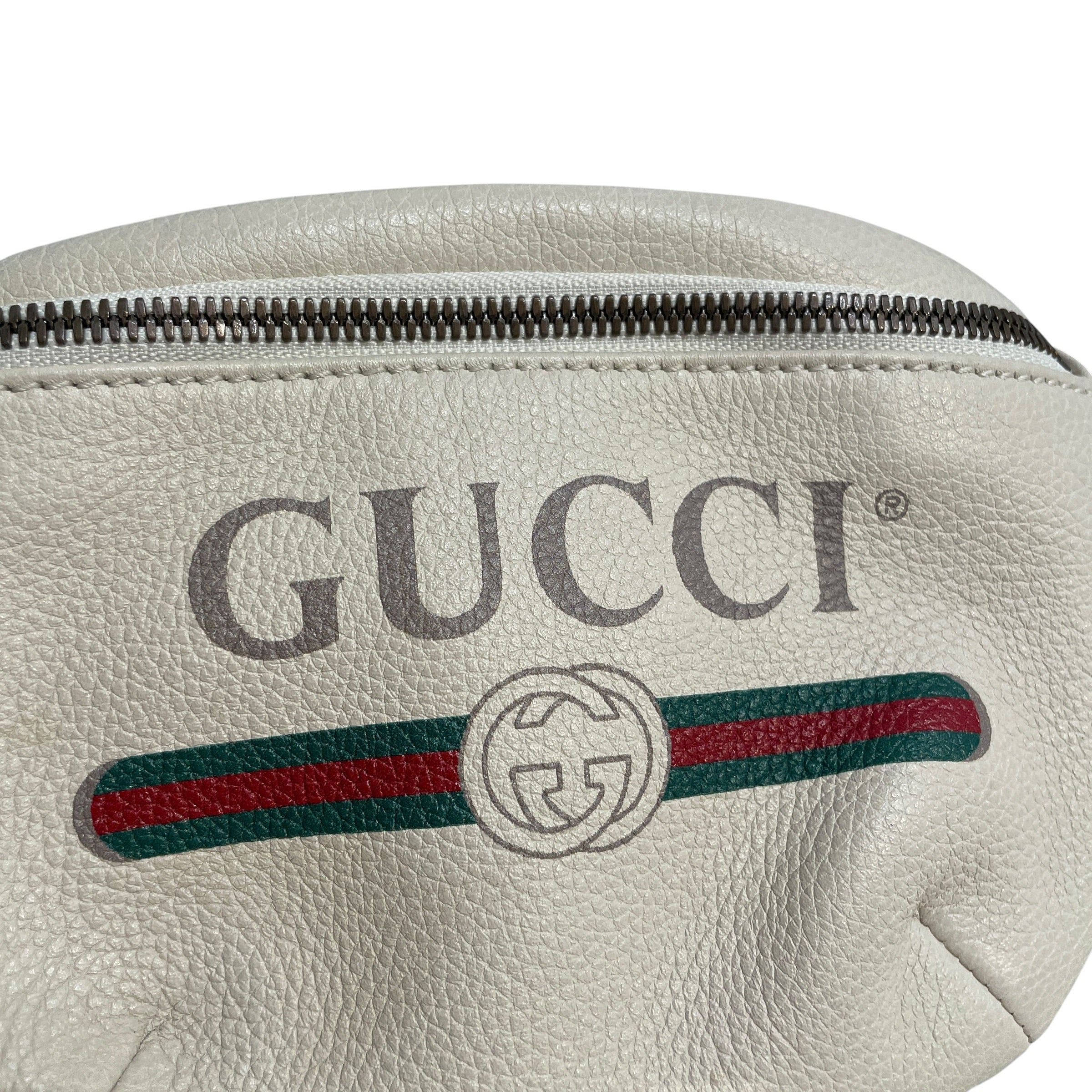 GUCCI/Fanny Pack/Graphic/Leather/WHT/Logo Belt Bag