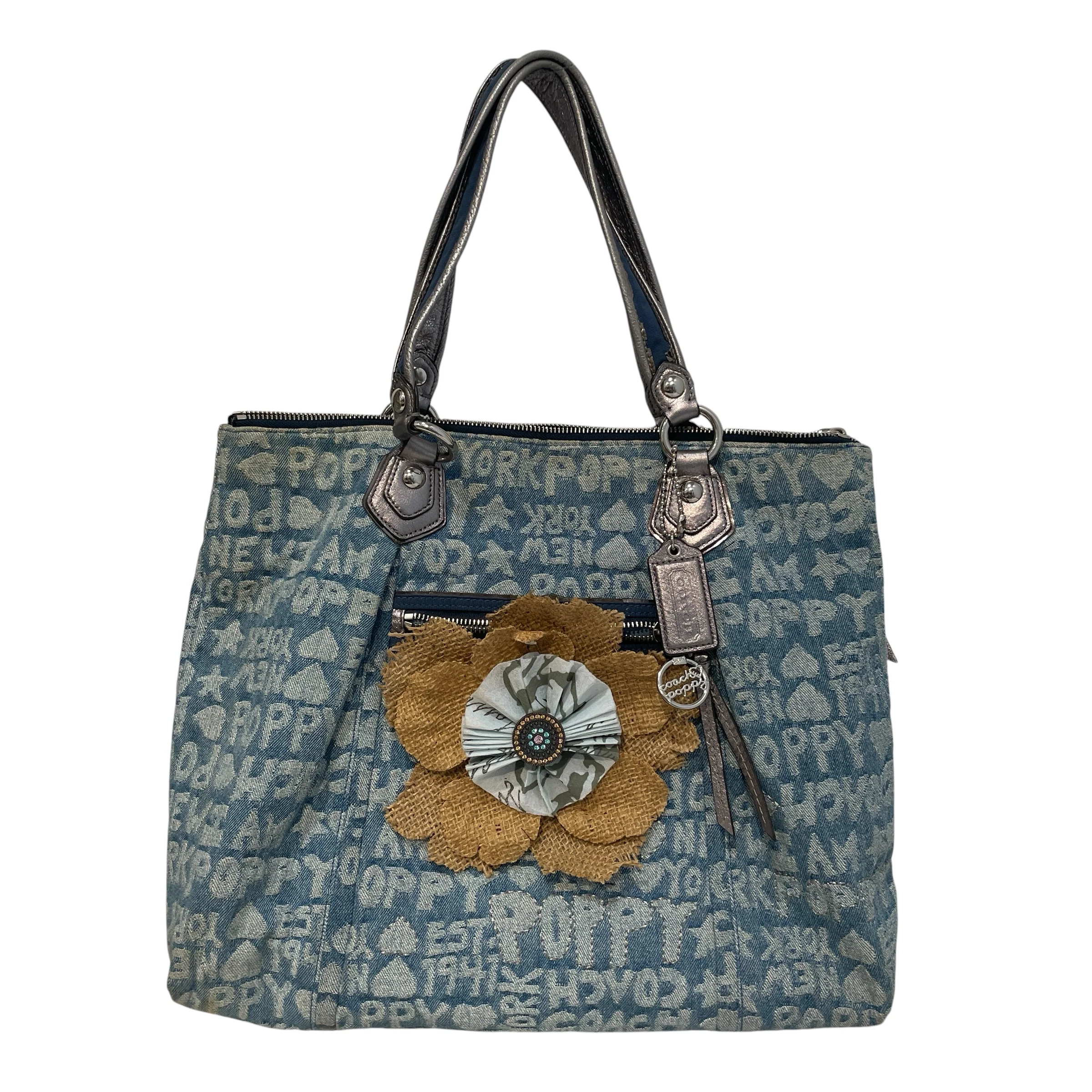 COACH/Tote Bag/All Over Print/Cotton/BLU/Poppy Blue Denim Tote