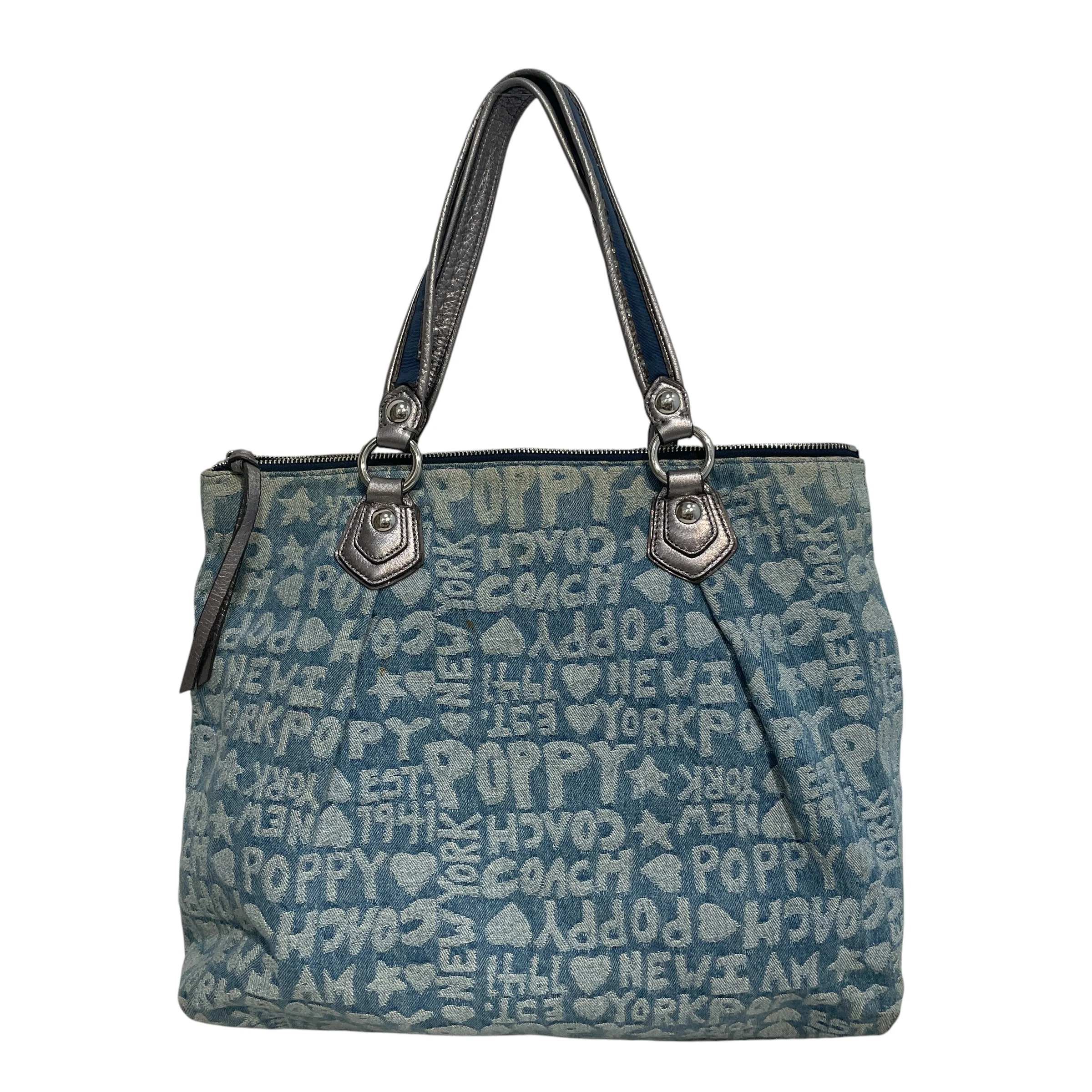 COACH/Tote Bag/All Over Print/Cotton/BLU/Poppy Blue Denim Tote