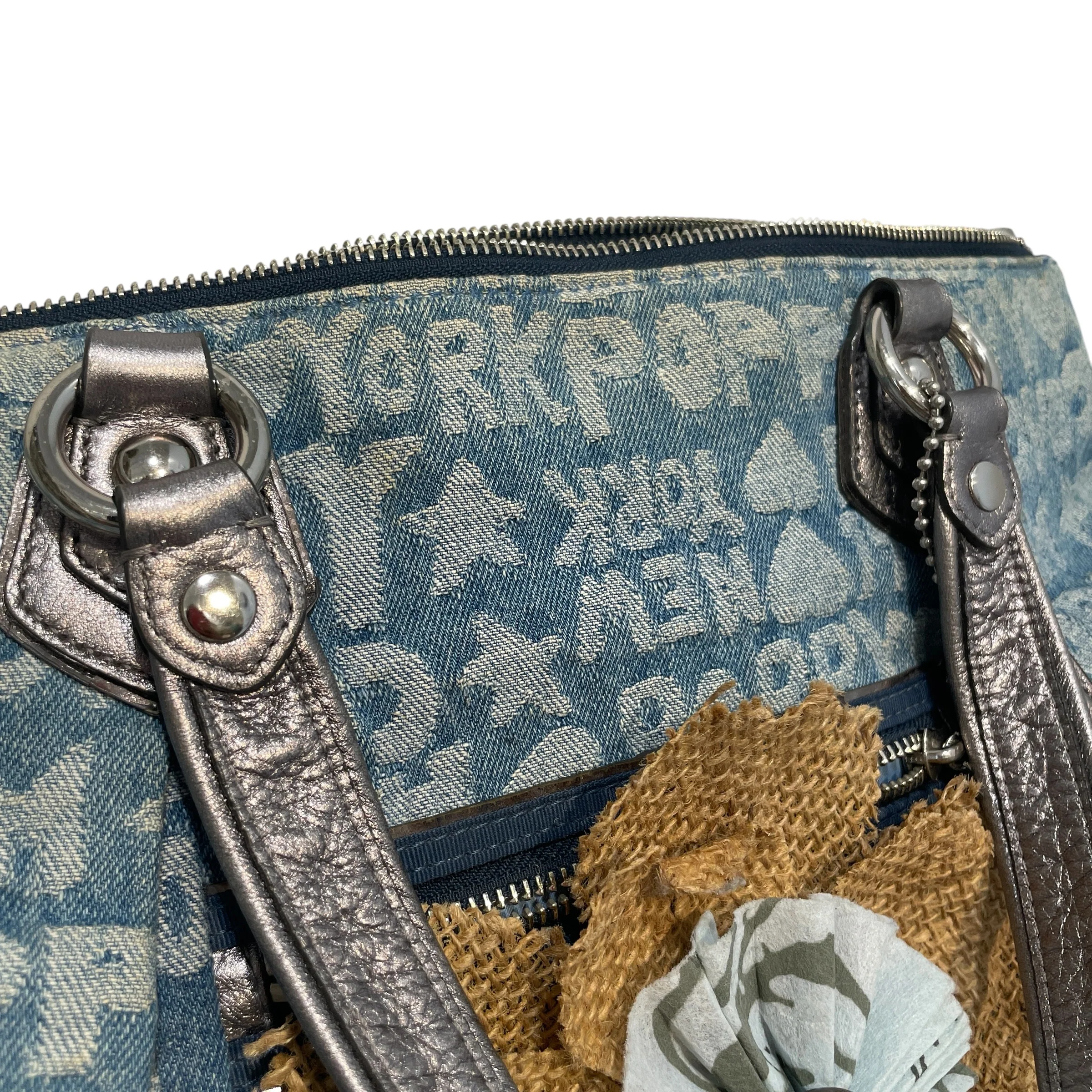 COACH/Tote Bag/All Over Print/Cotton/BLU/Poppy Blue Denim Tote