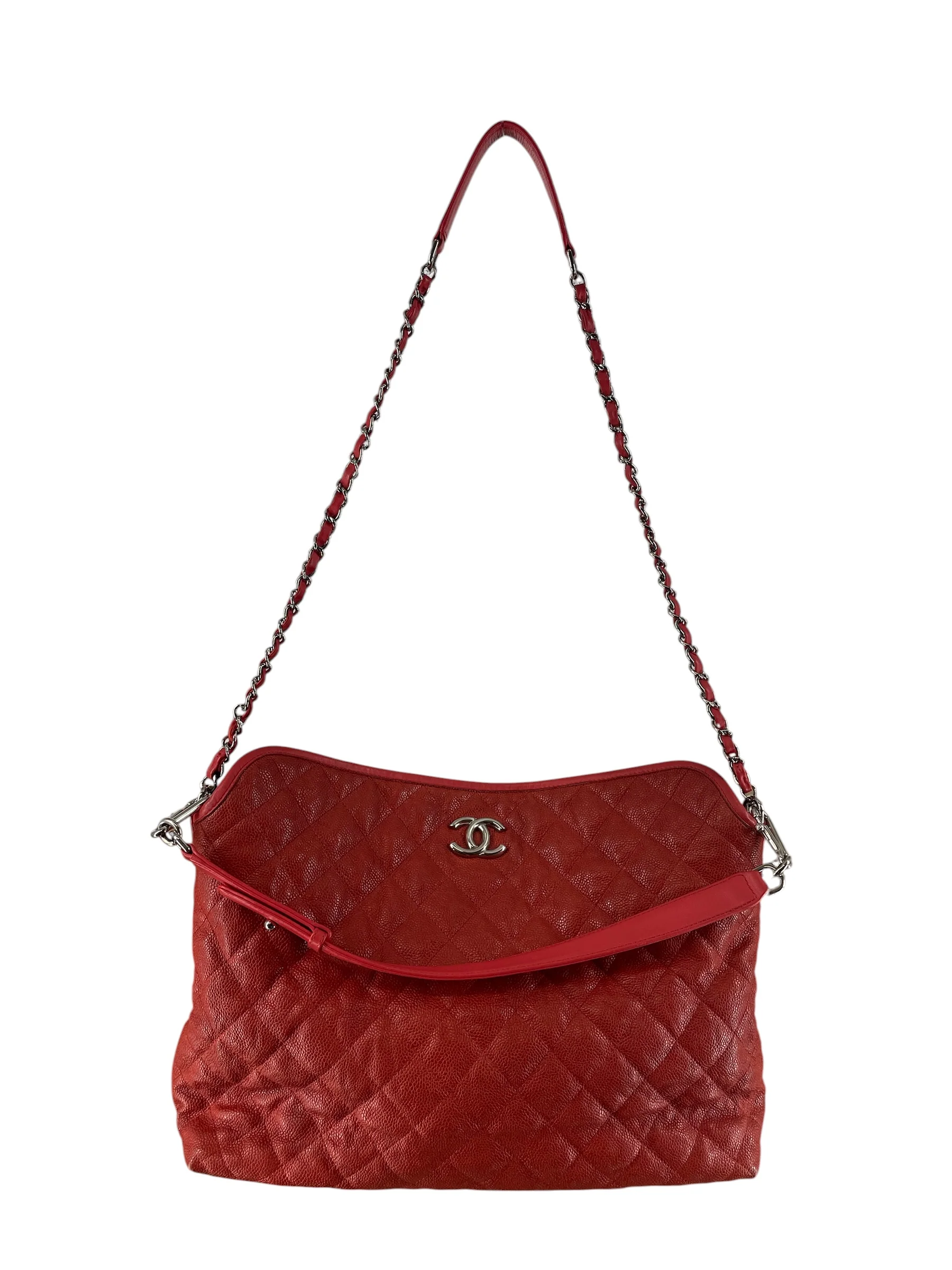 CHANEL/Tote Bag/Border/Leather/RED/FRENCH RIVIERA QUILTED HOBO
