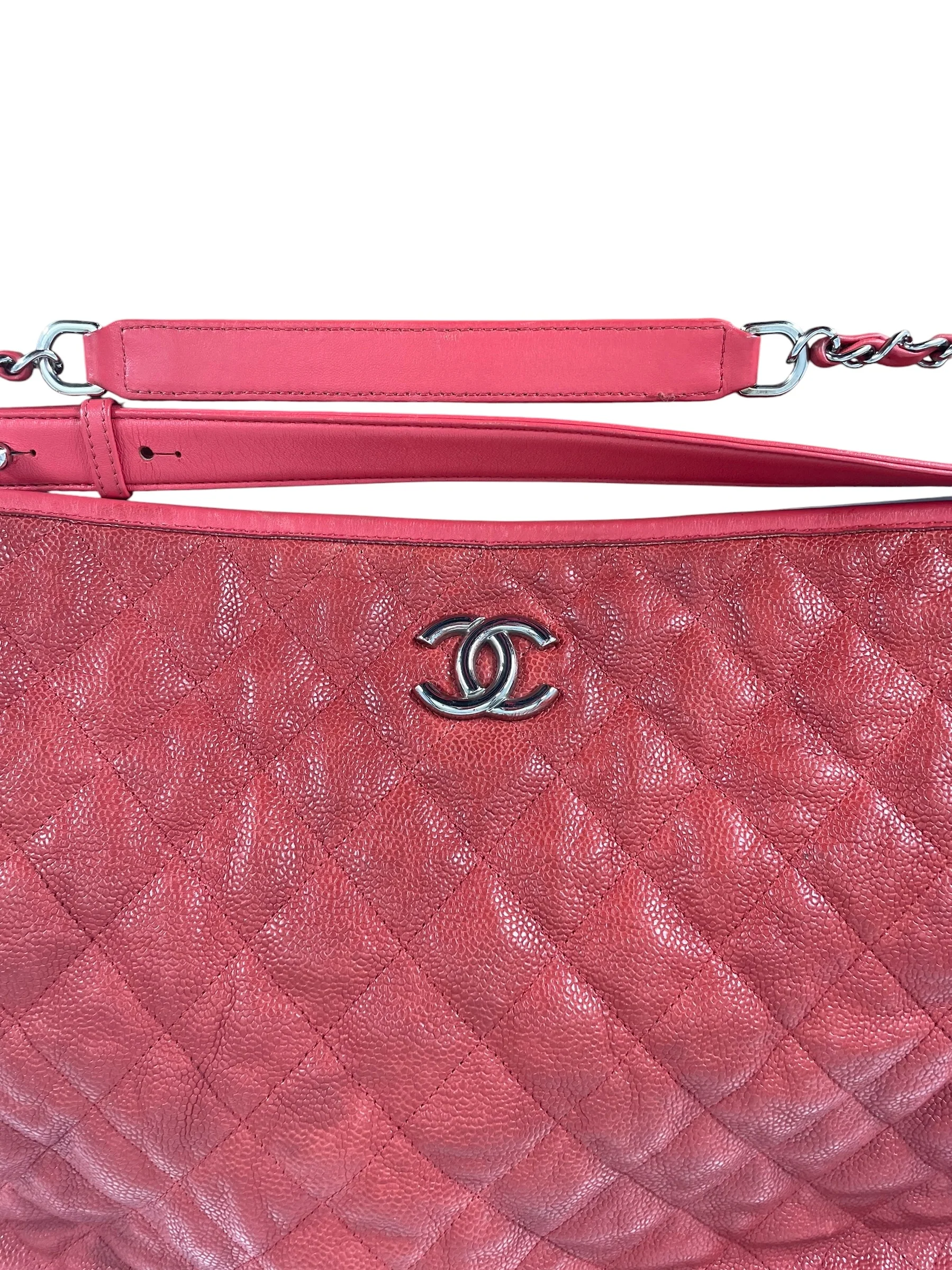 CHANEL/Tote Bag/Border/Leather/RED/FRENCH RIVIERA QUILTED HOBO