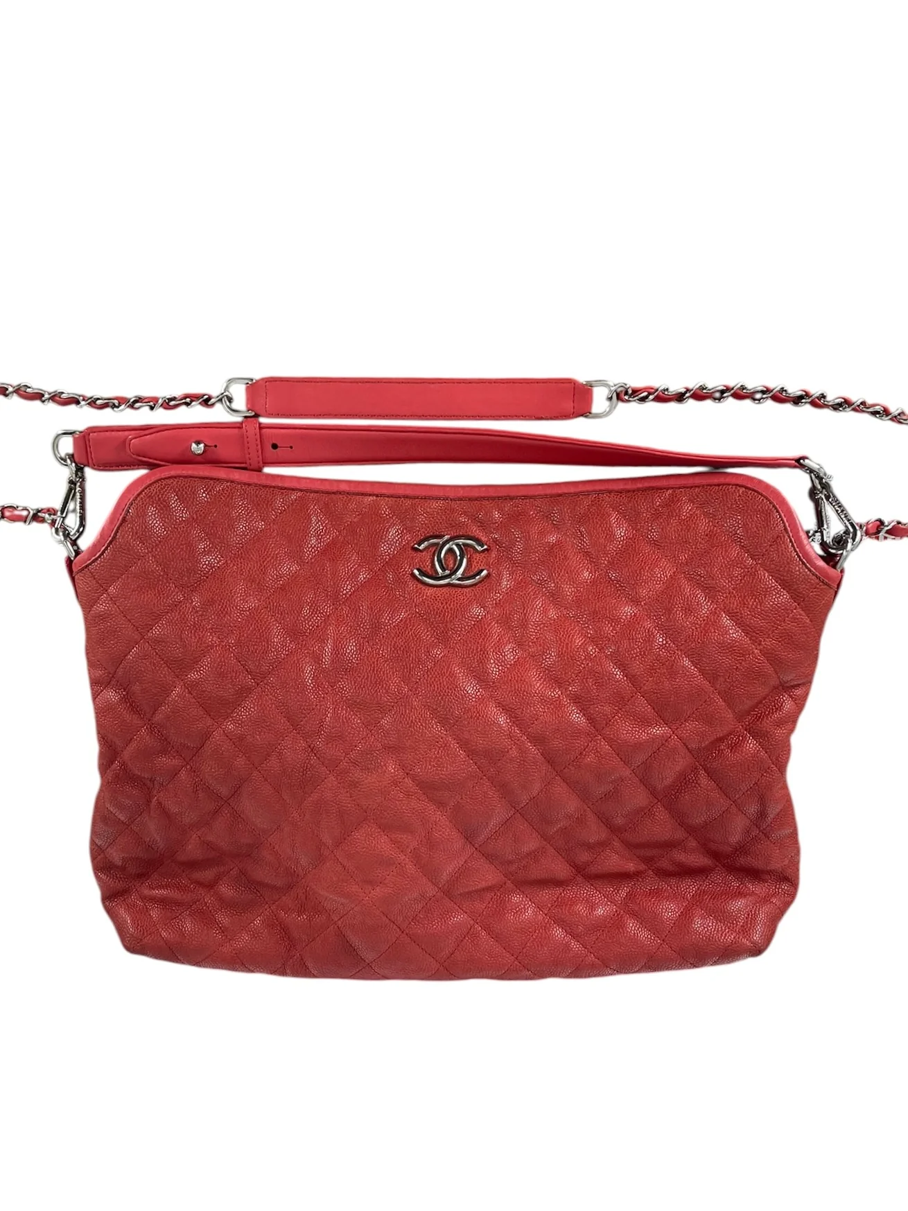 CHANEL/Tote Bag/Border/Leather/RED/FRENCH RIVIERA QUILTED HOBO