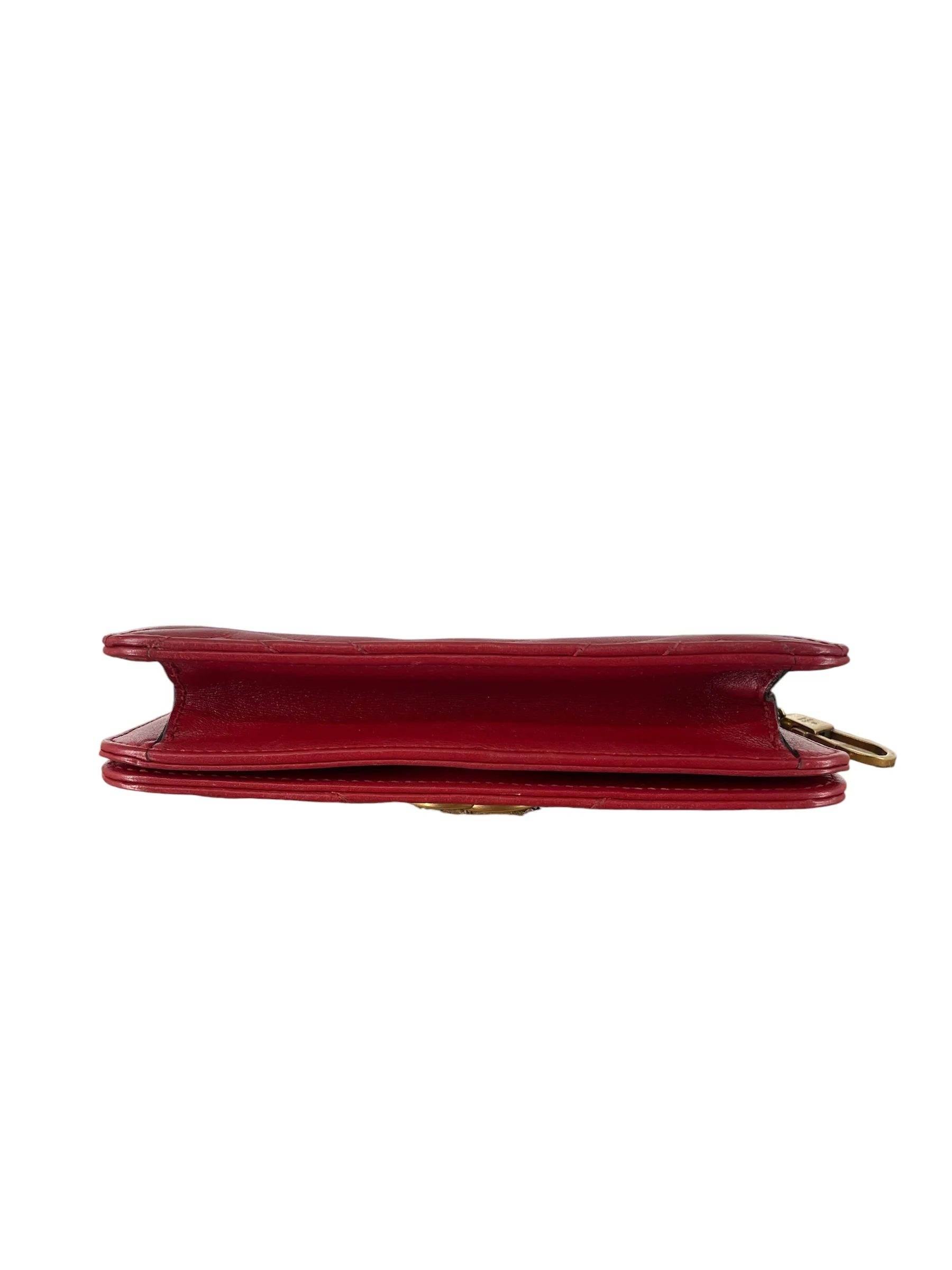 GUCCI/Cross Body Bag/Leather/RED/GG MARMONT WALLET ON CHAIN