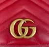 GUCCI/Cross Body Bag/Leather/RED/GG MARMONT WALLET ON CHAIN