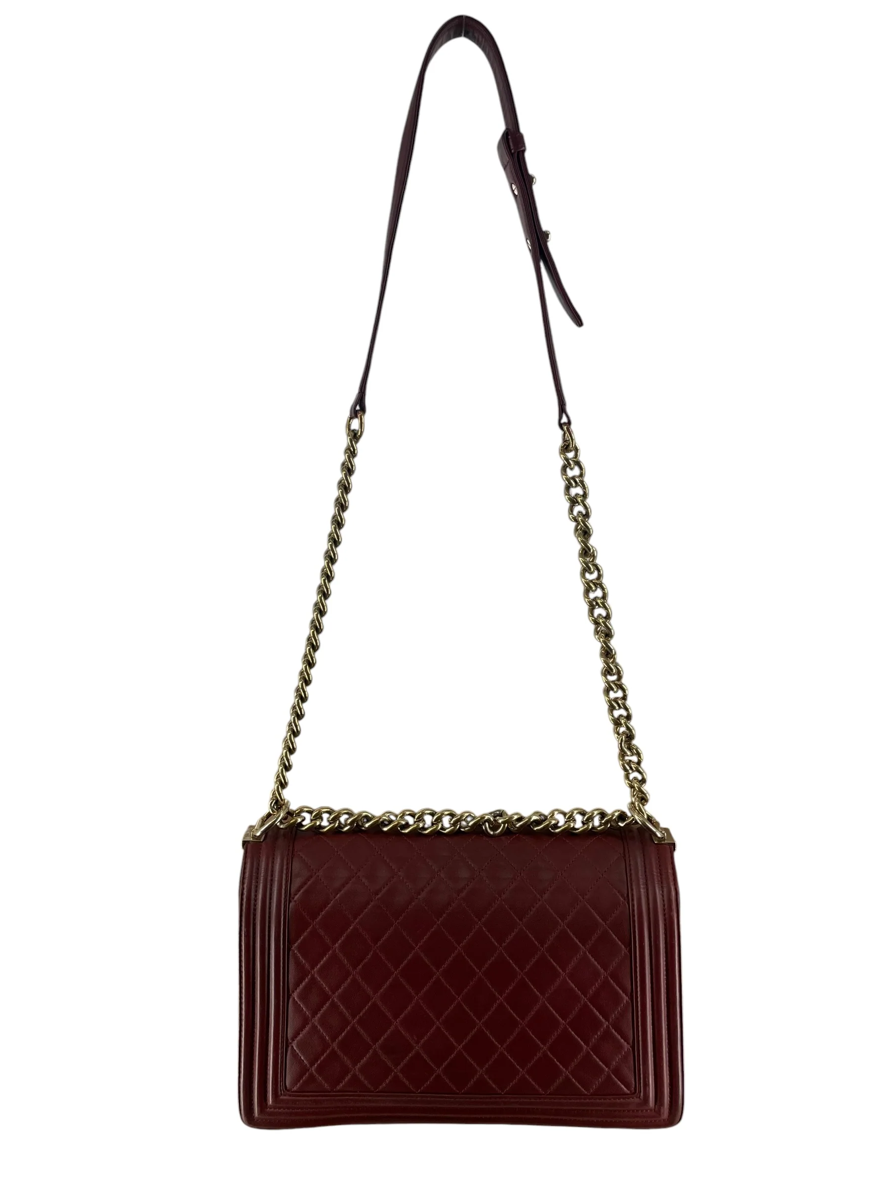CHANEL/Hand Bag/Border/Leather/BRD/QUILTED LARGE BOY BAG