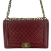 CHANEL/Hand Bag/Border/Leather/BRD/QUILTED LARGE BOY BAG