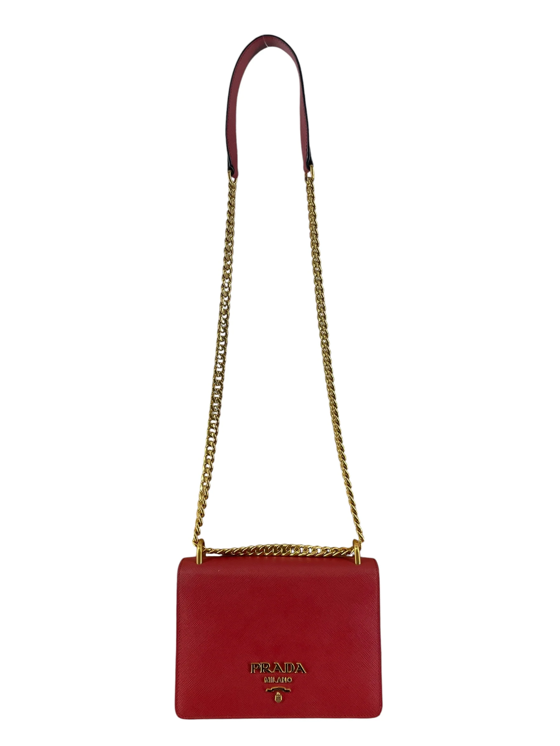 PRADA/Cross Body Bag/Leather/BRD/SAFFIANO VERNICE SHOULDER BAG