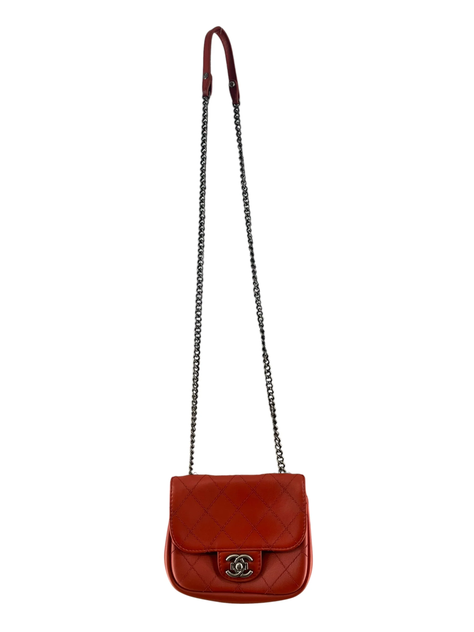 CHANEL/Cross Body Bag/Border/Leather/RED/WILD STITCH SMALL FLAP