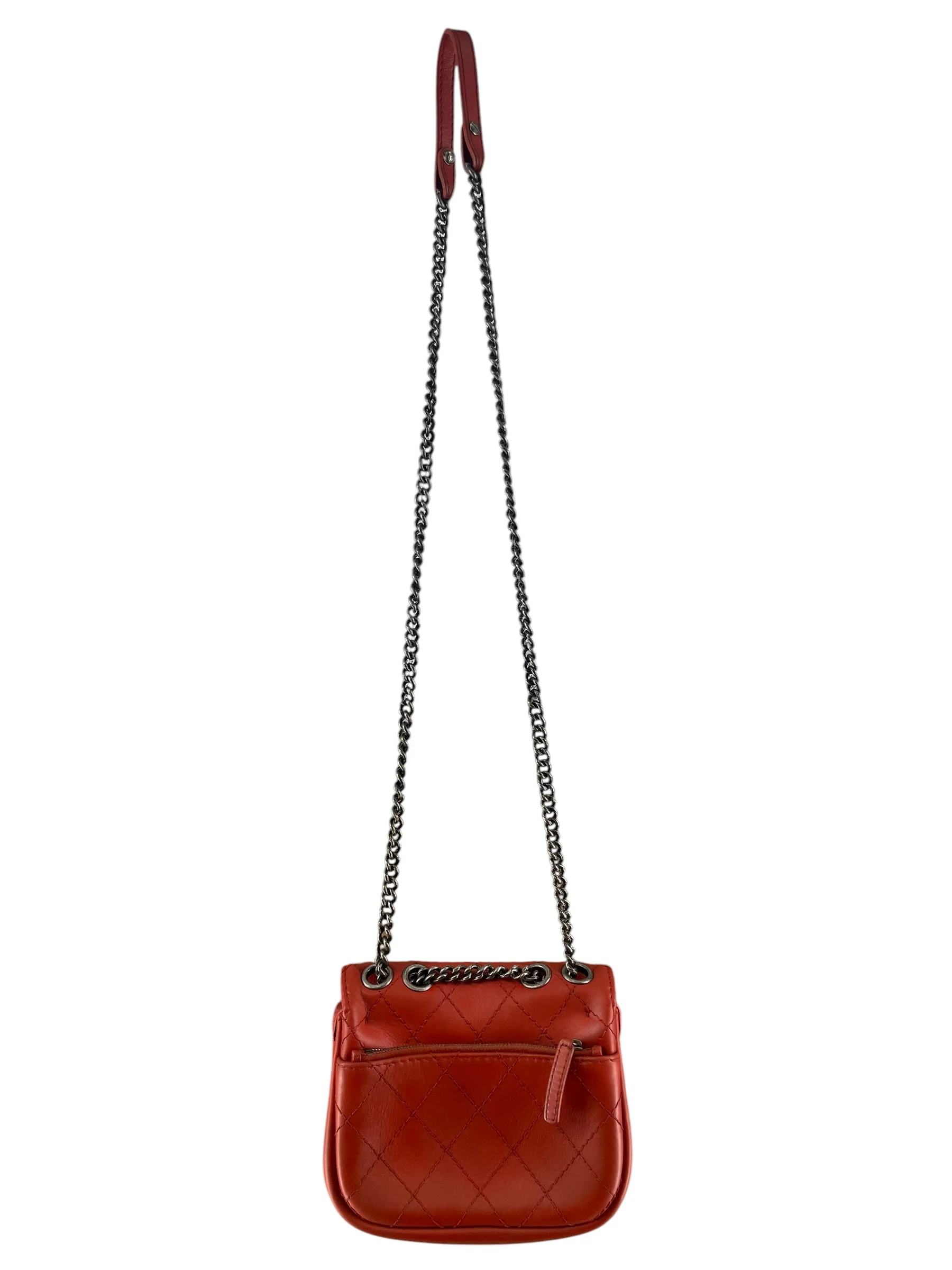 CHANEL/Cross Body Bag/Border/Leather/RED/WILD STITCH SMALL FLAP