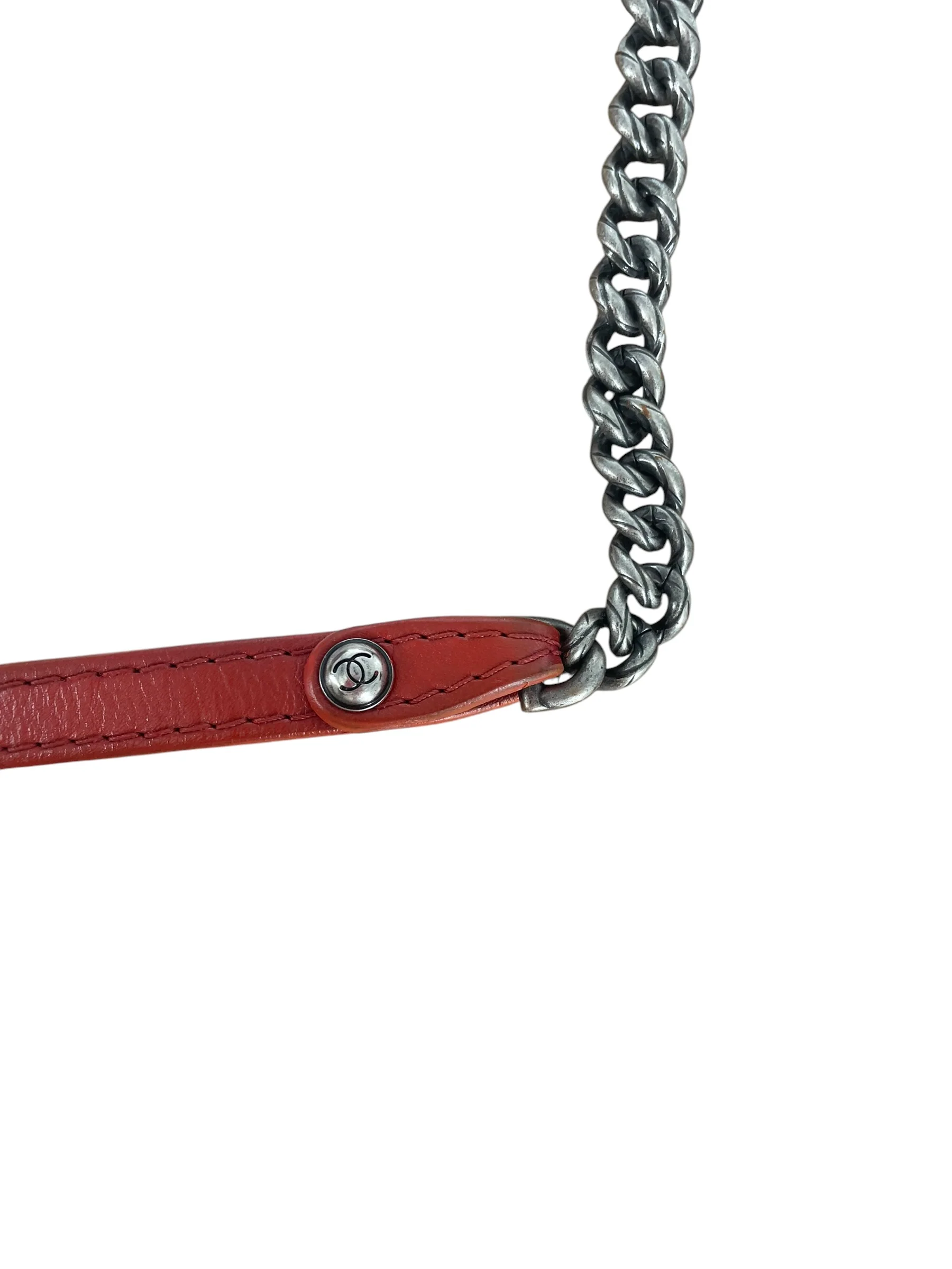 CHANEL/Cross Body Bag/Border/Leather/RED/WILD STITCH SMALL FLAP
